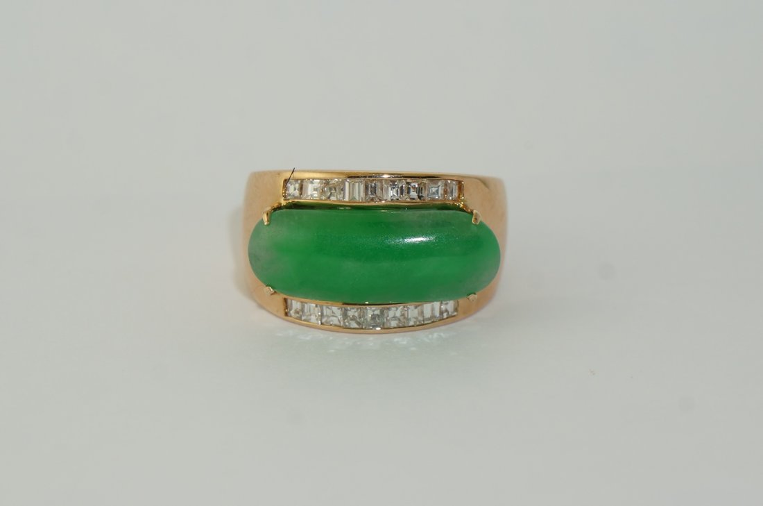 Ladies 14k Yellow Gold and Jade Ring (1 of 4)