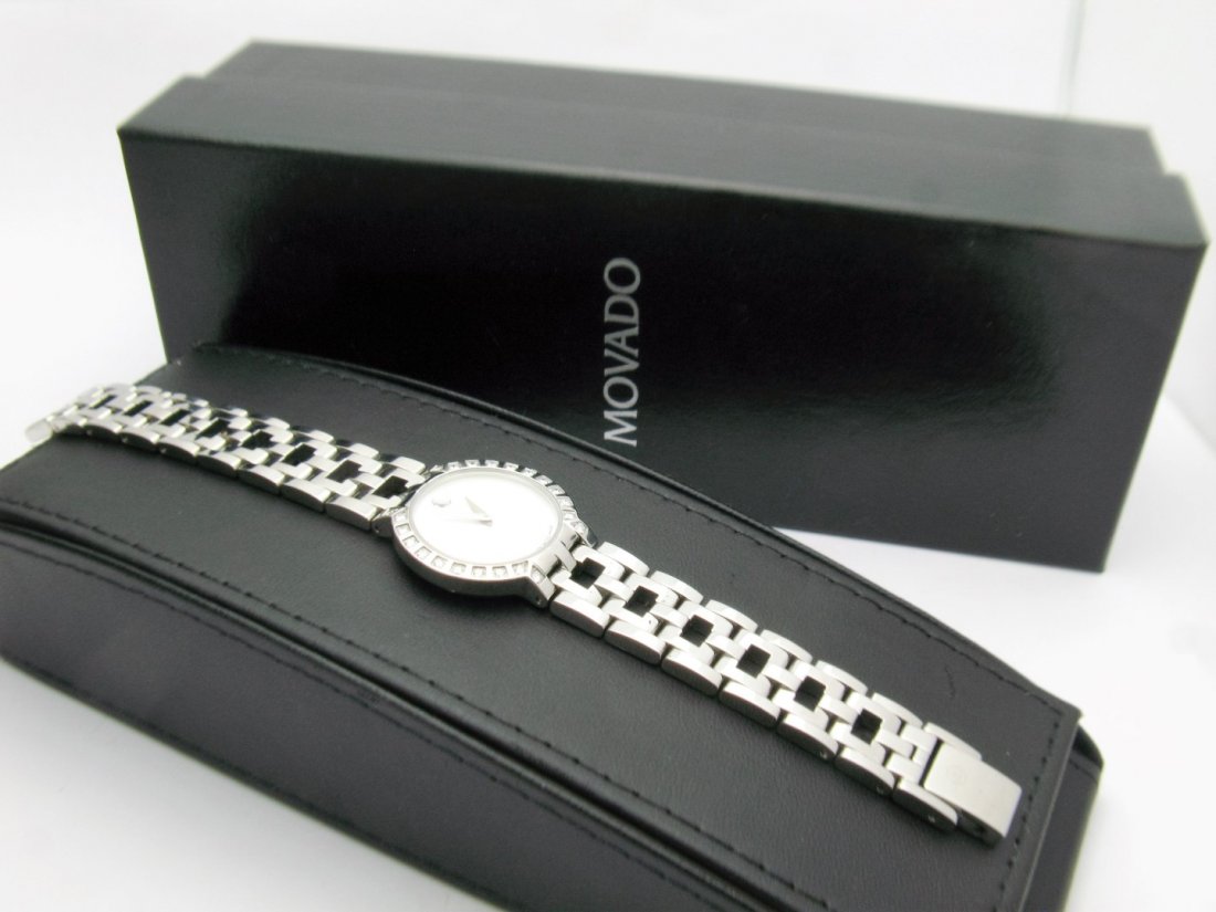 Designer Womens Movado Diamond Bezel Stainless Steel (1 of 6)