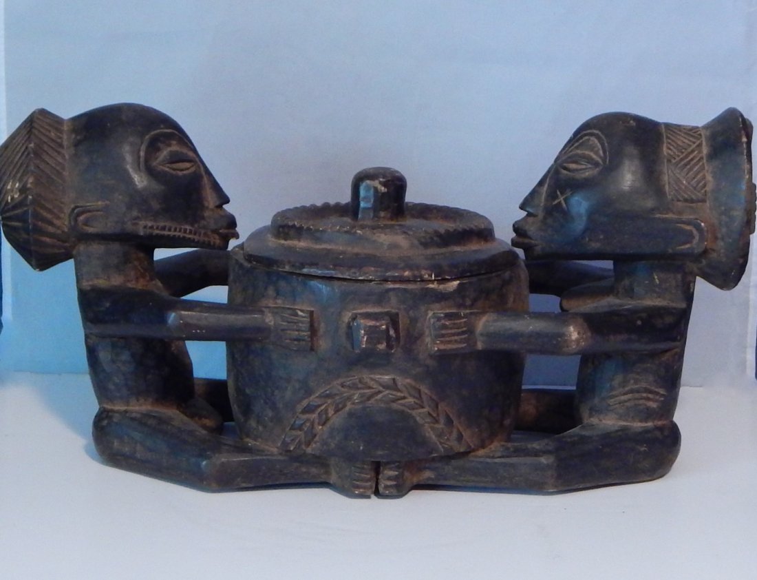 Luba Seated Male and Female. Wood Carving of Seated (1 of 9)