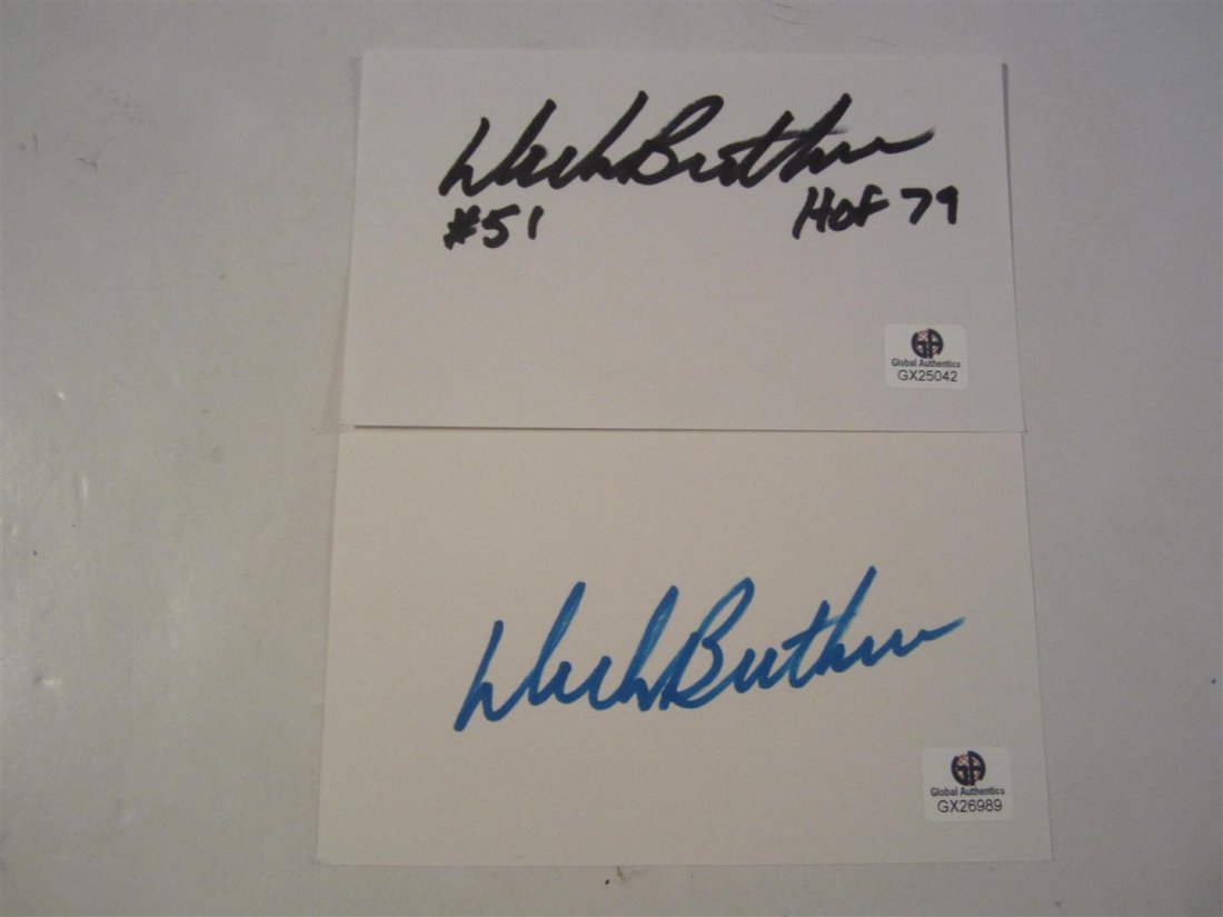 Dick Butkus auto index cards (1 of 2)