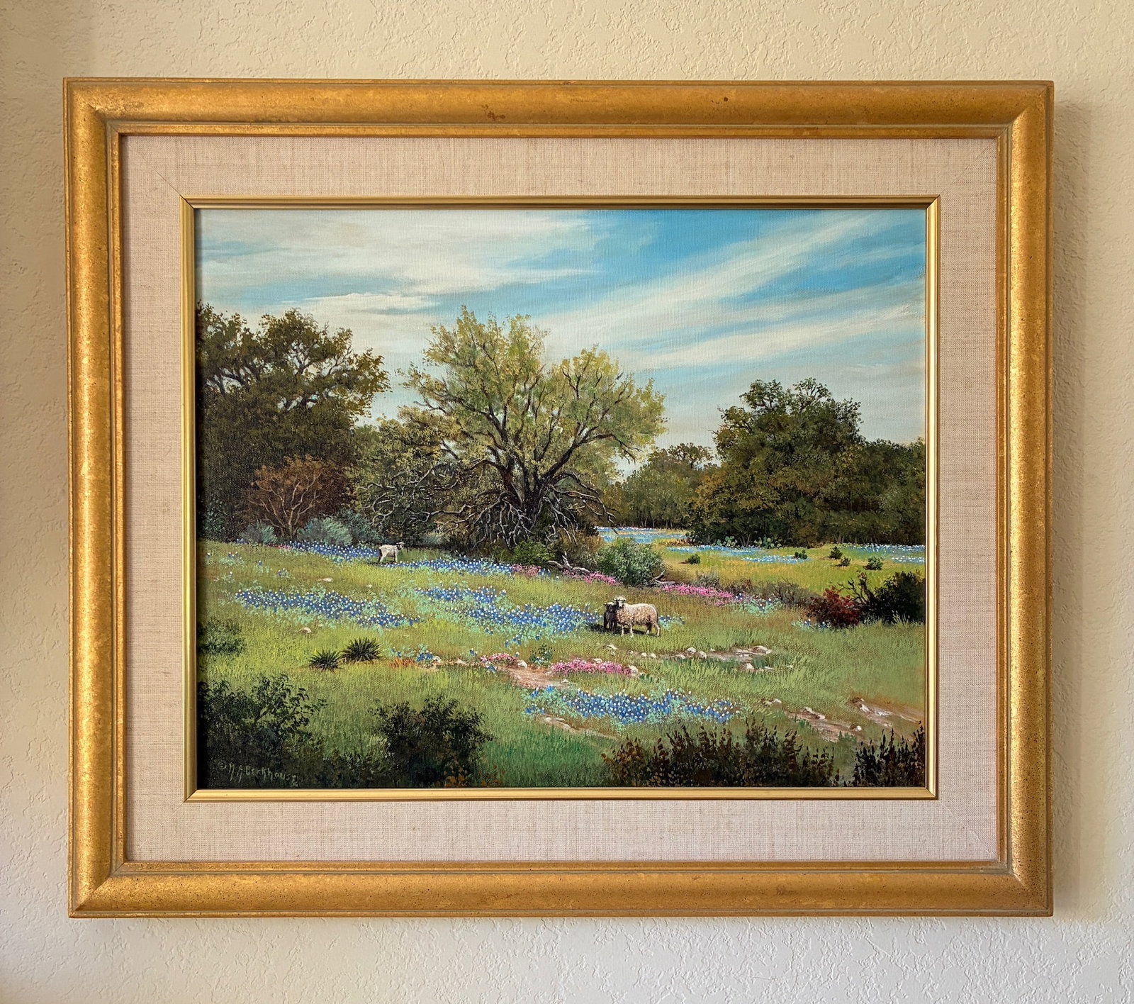 Nancy Berkhouse Original Painting- Bluebonnets with Sheep (1 of 5)