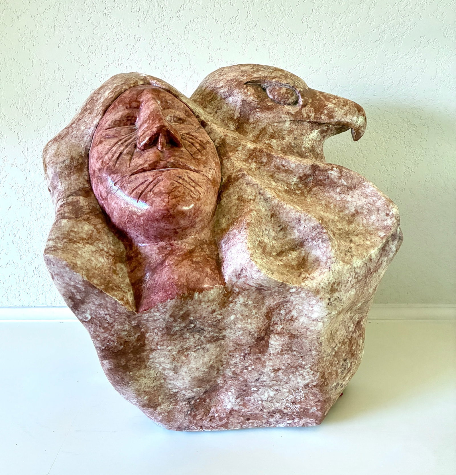 D. Hales Native American Stone Carving: Heavy. 15" x 14" x 10". Signed by artist lower right.