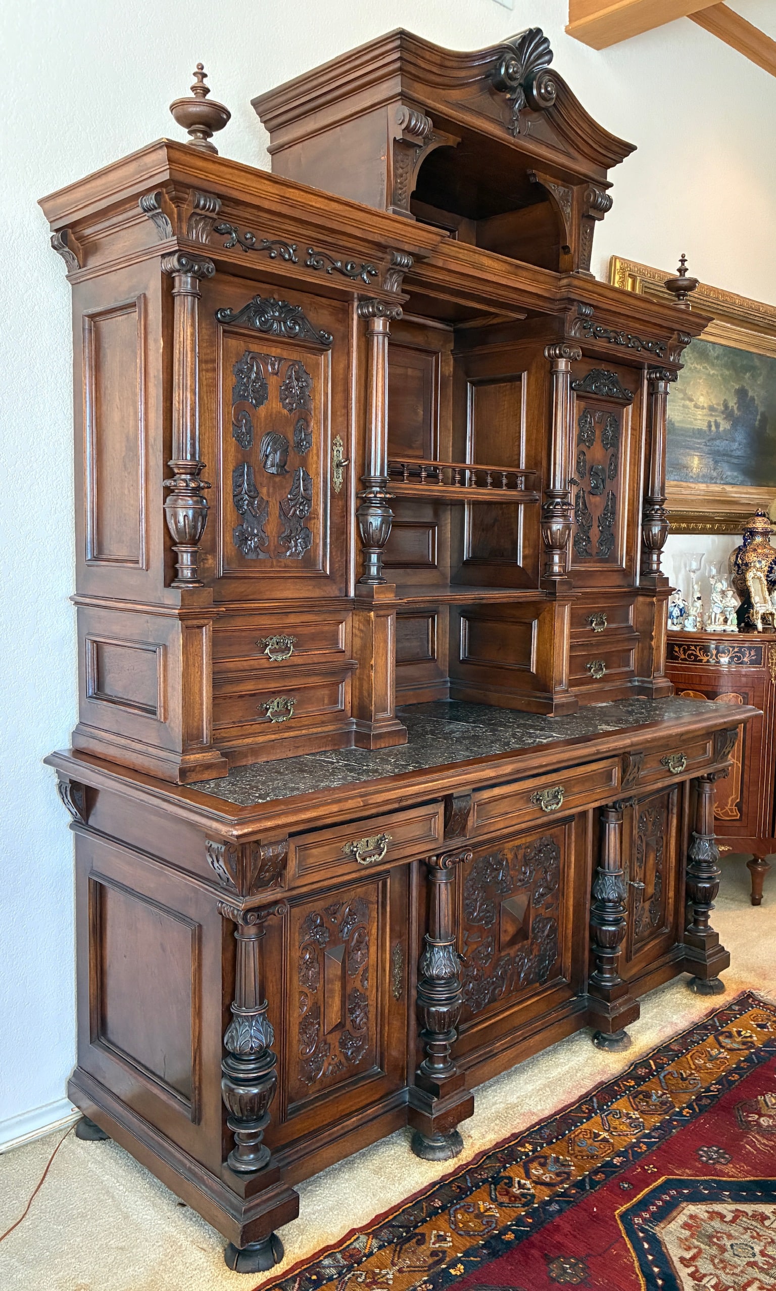 Large Walnut Buffet Cabinet - 2