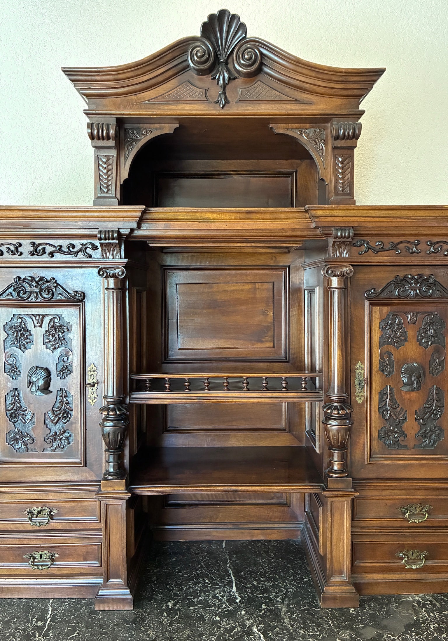 Large Walnut Buffet Cabinet - 6