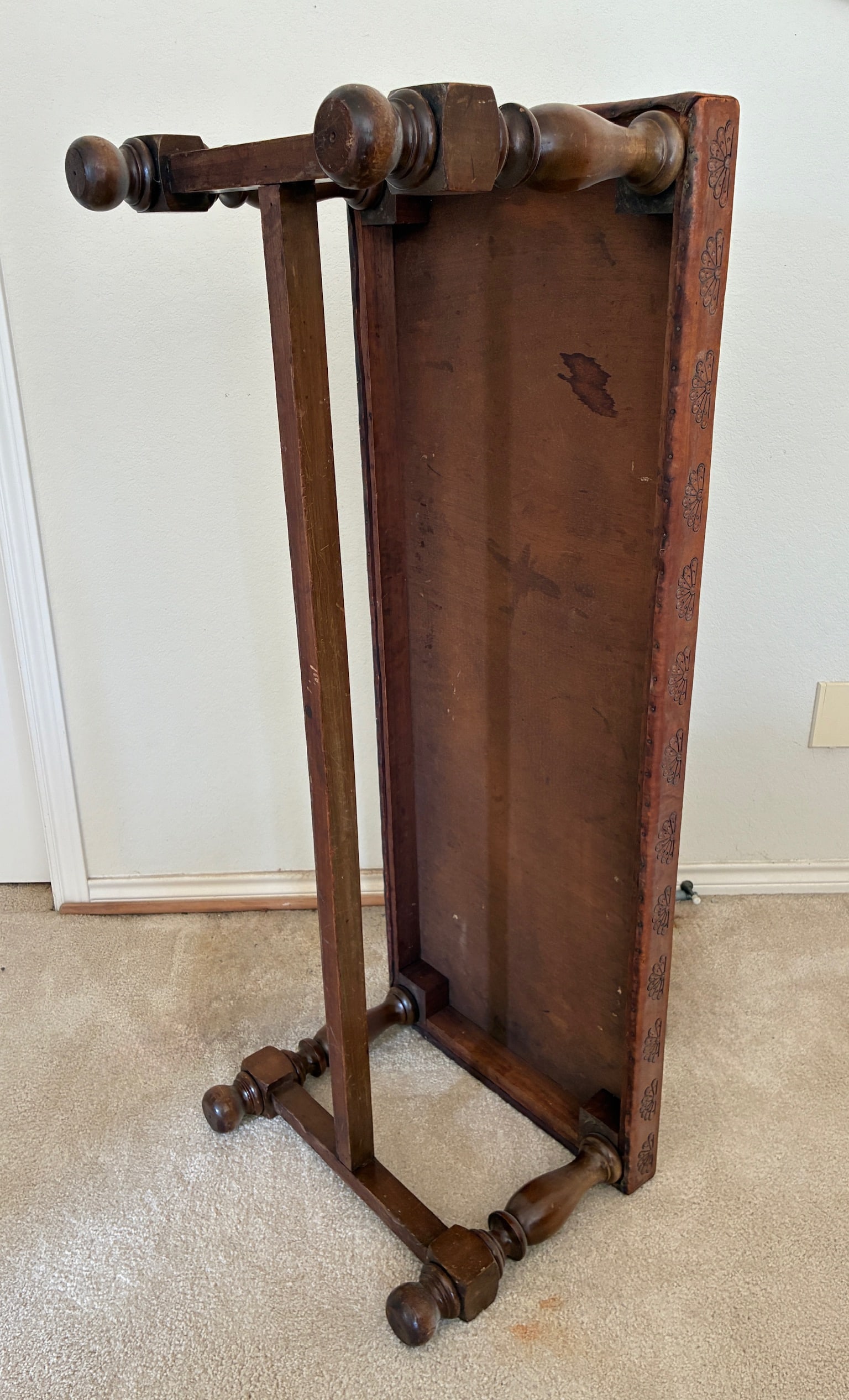 Hand Tooled Leather Bench - 6