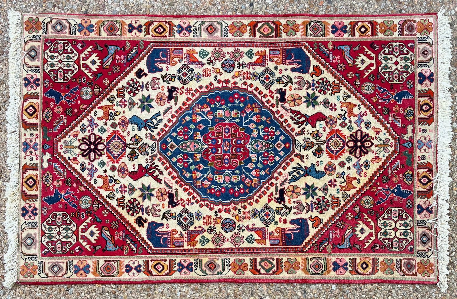 Persian Figural Rug (Reindeer): 5' x 3'4"