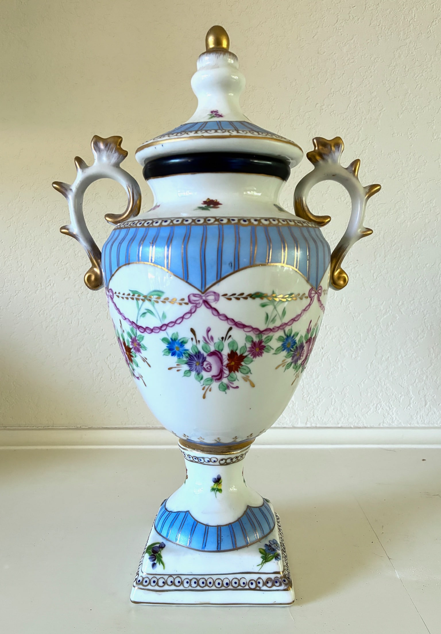 Limoges Floral Urn: 13.75" tall x 8" wide