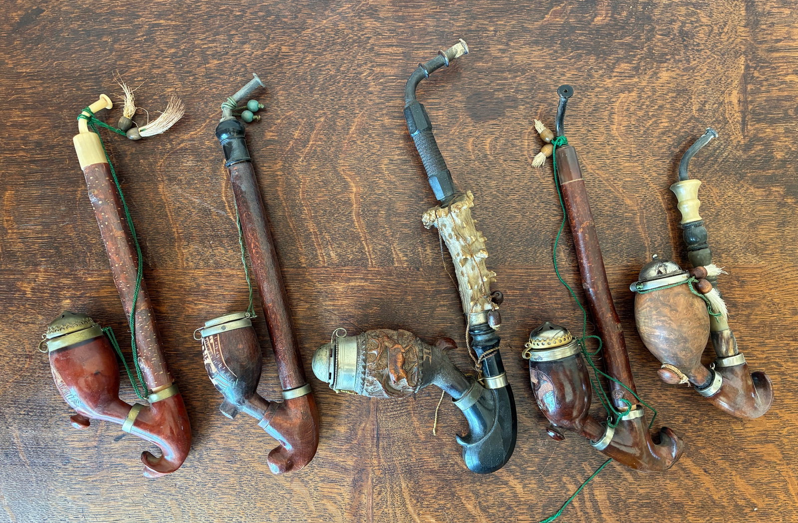 Lot of 5 German Style Pipes: Largest pipe: 11" long