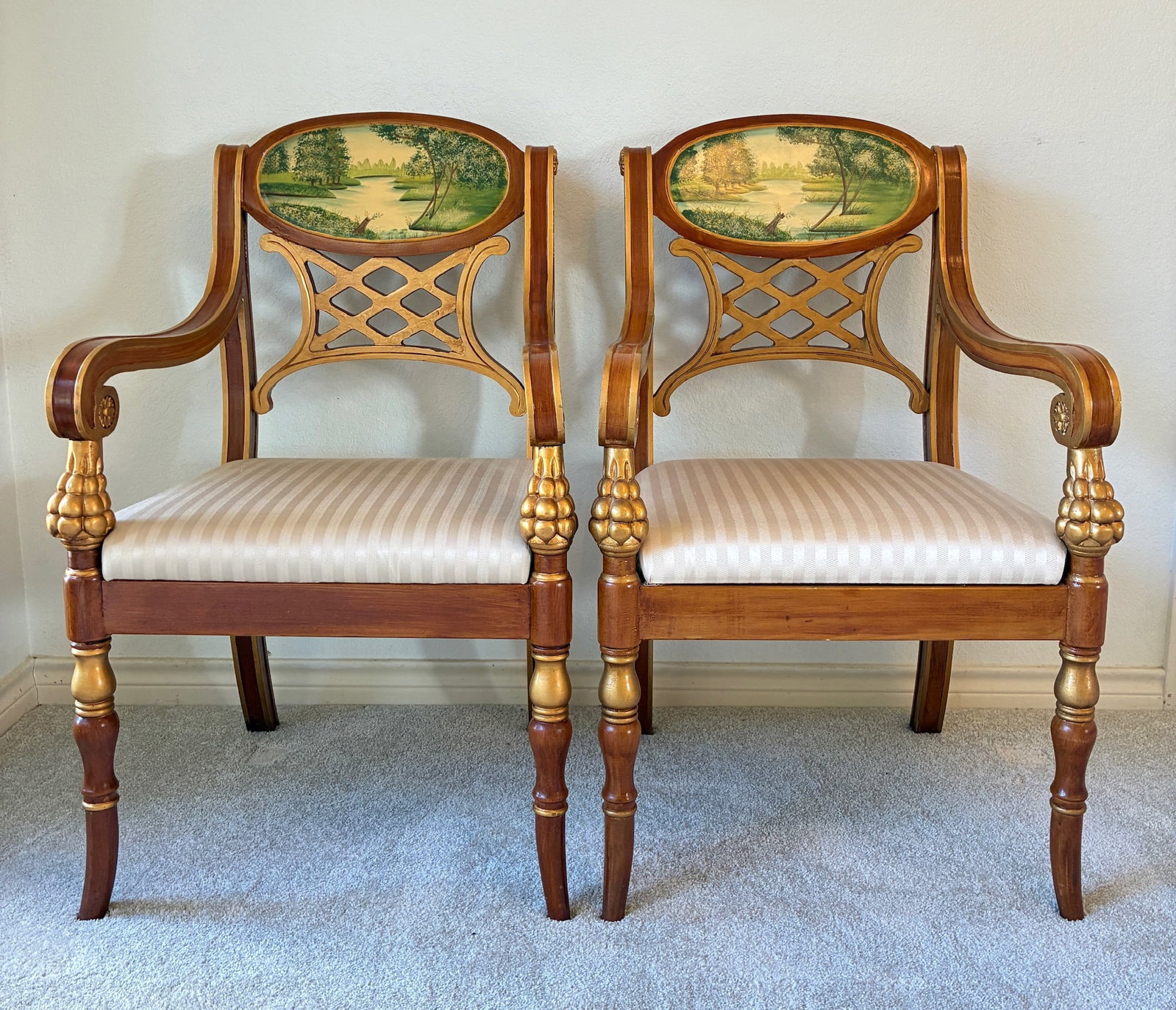Italian Regency Style Hand Painted Armchairs (1 of 6)