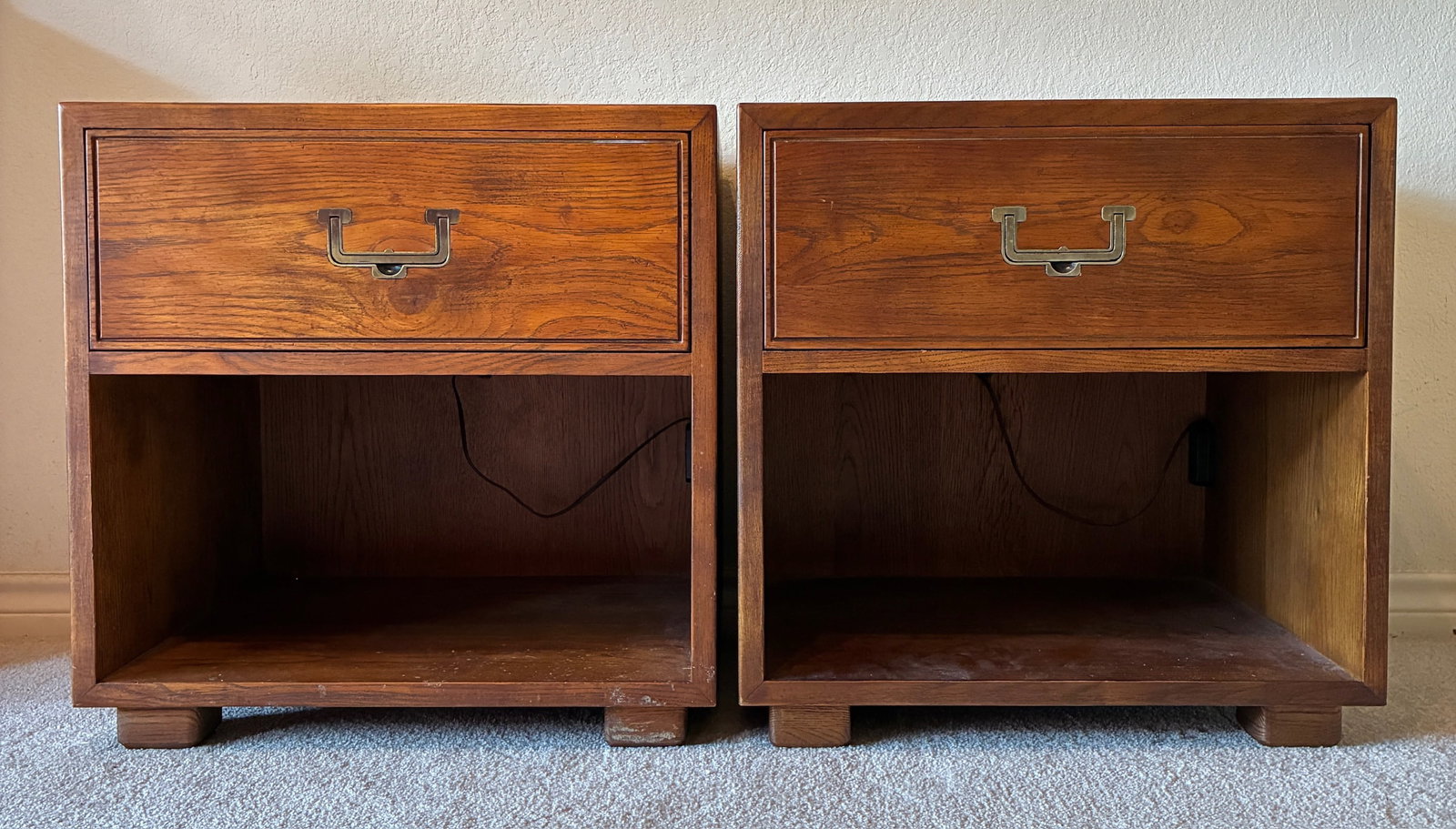 Henredon Artefacts Midcentury Oak and Brass Nightstand Pair (1 of 12)