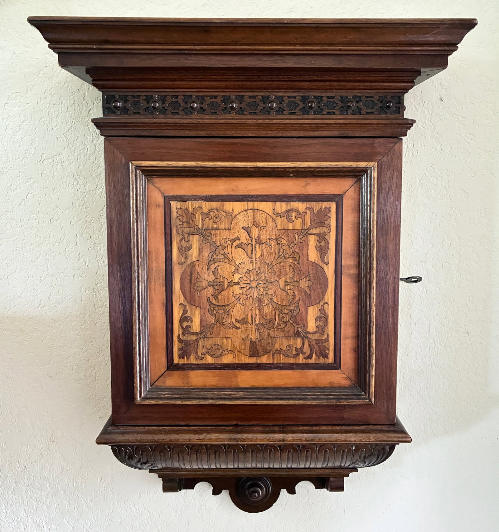 Antique Wall Mounted Cabinet with Inlay (1 of 7)