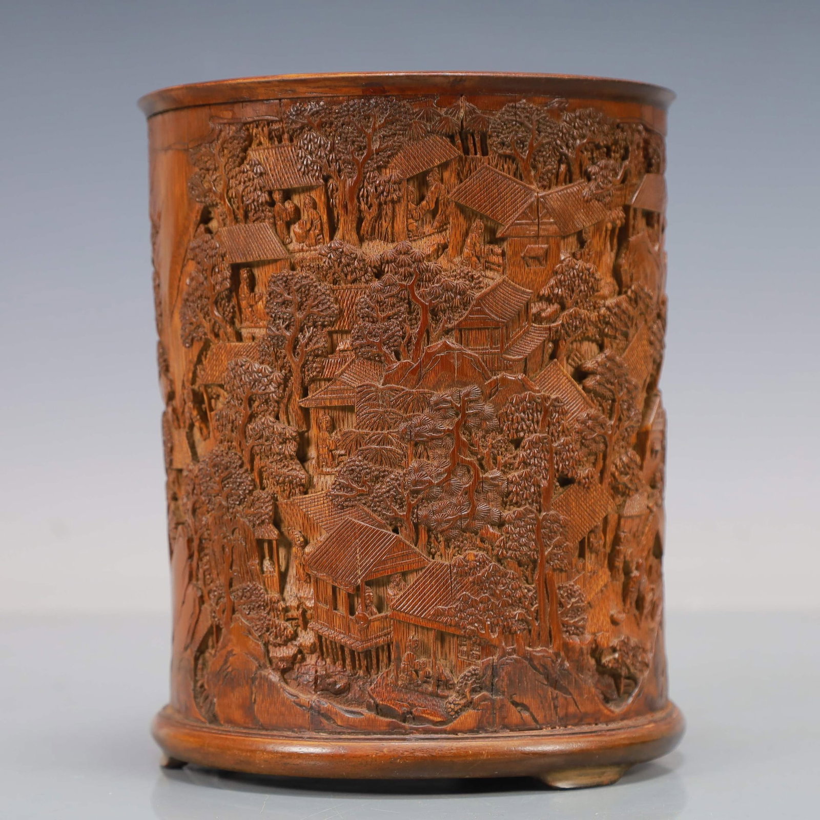 BAMBOO CARVED "WANJIA AN" BRUSHPOT - 3