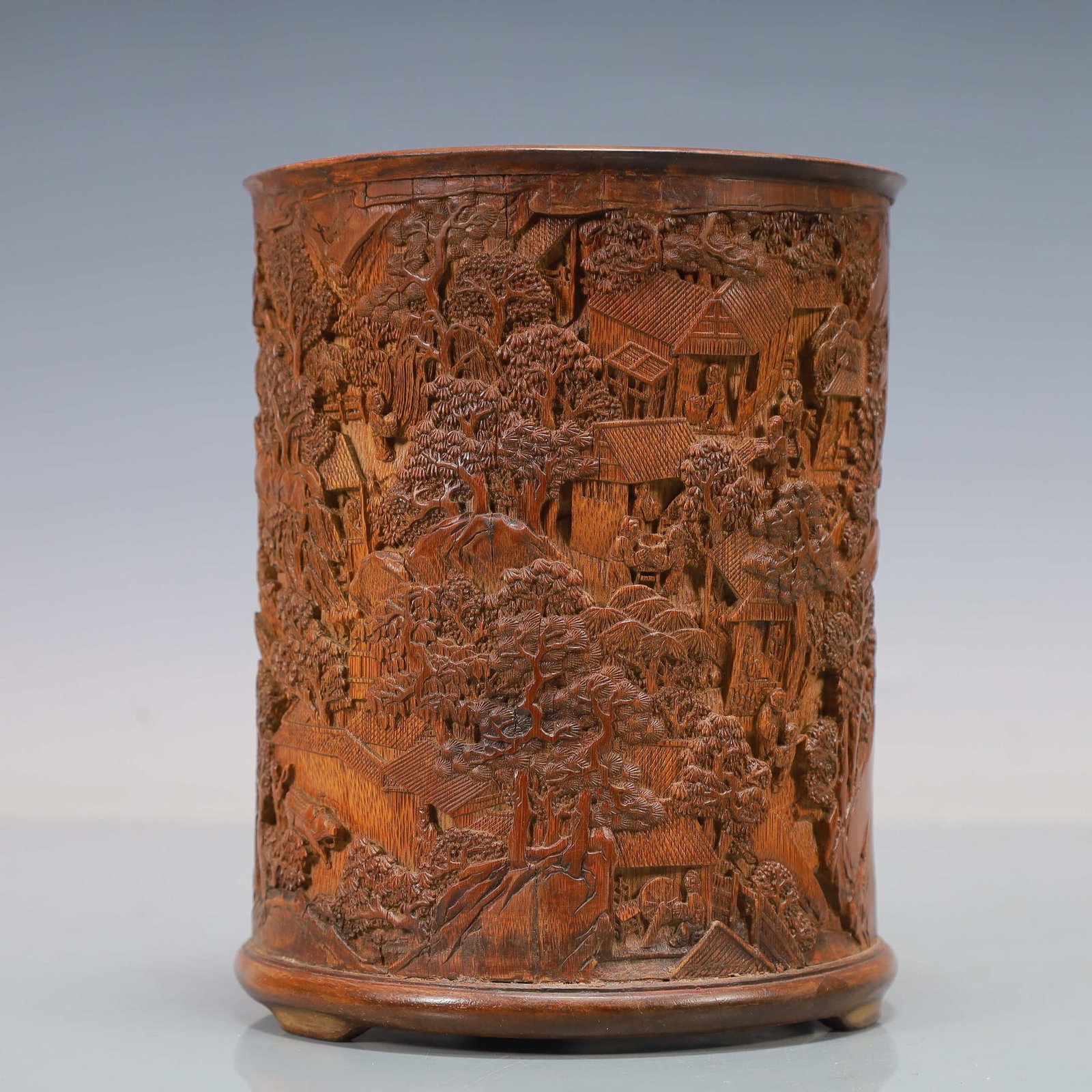 BAMBOO CARVED "WANJIA AN" BRUSHPOT - 4