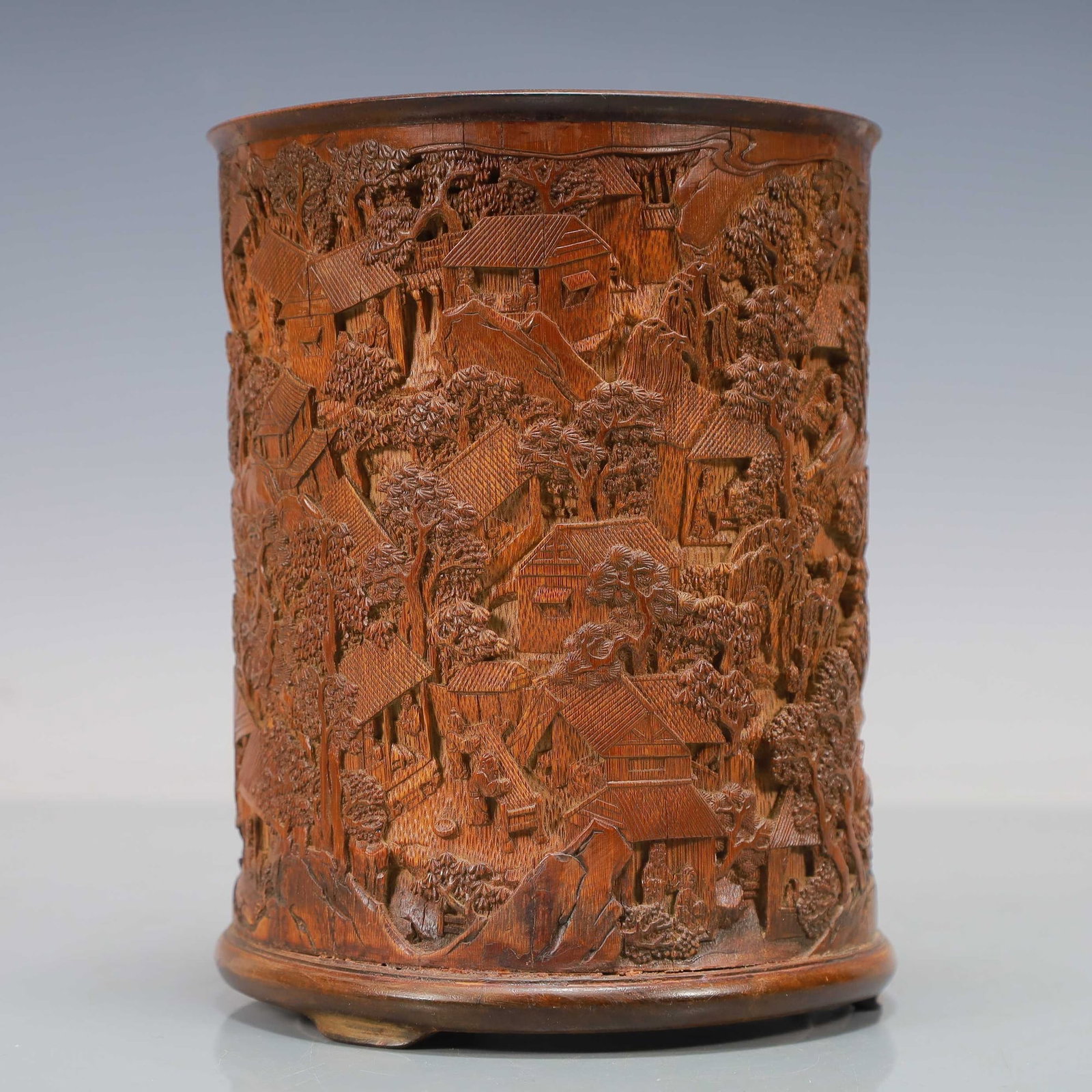 BAMBOO CARVED "WANJIA AN" BRUSHPOT - 5