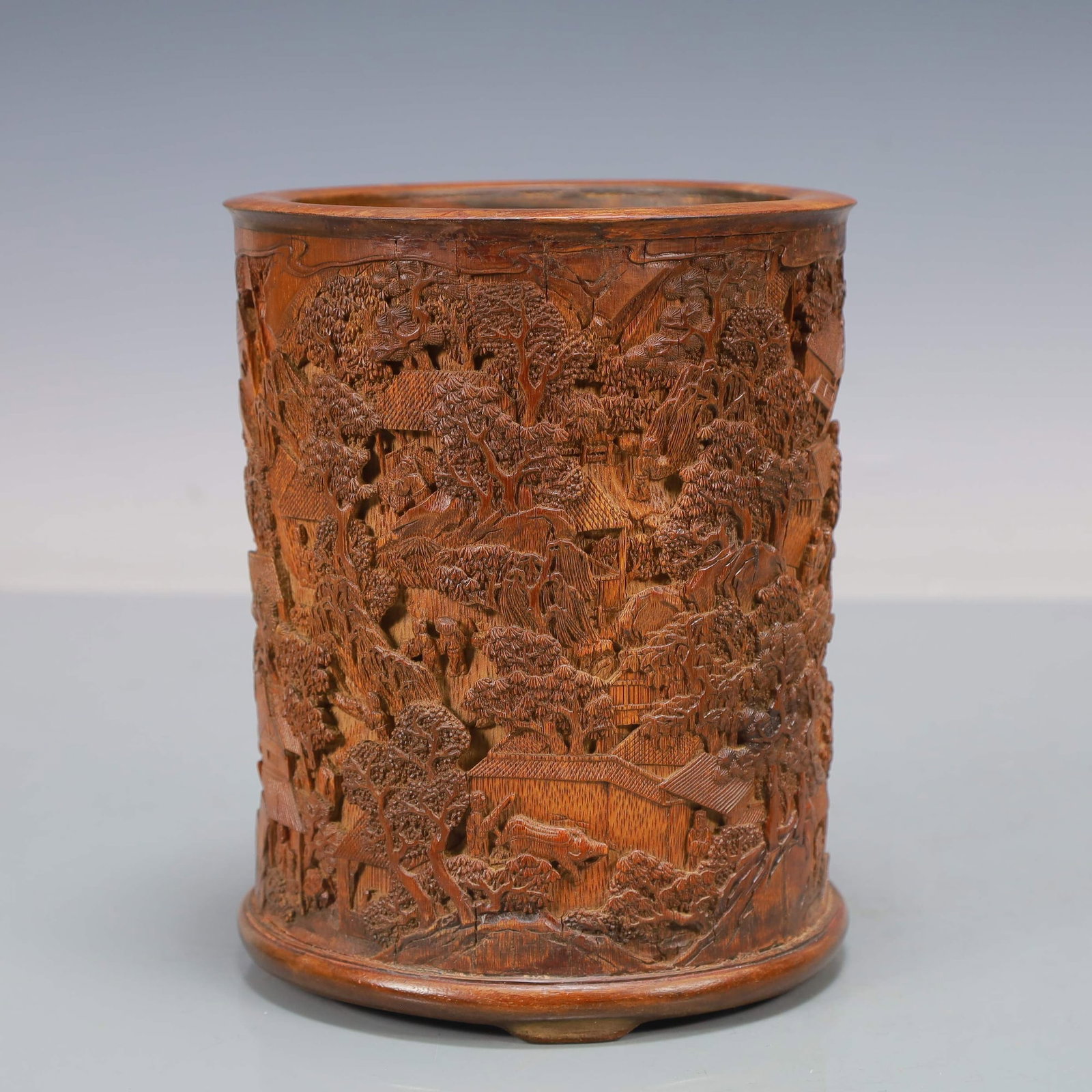 BAMBOO CARVED "WANJIA AN" BRUSHPOT - 6