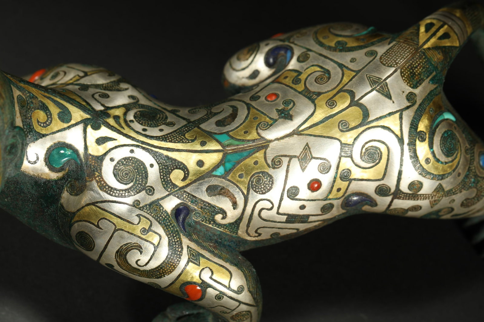 BRONZE GILT-SILVER HUMAN-FACED BEAST - 3