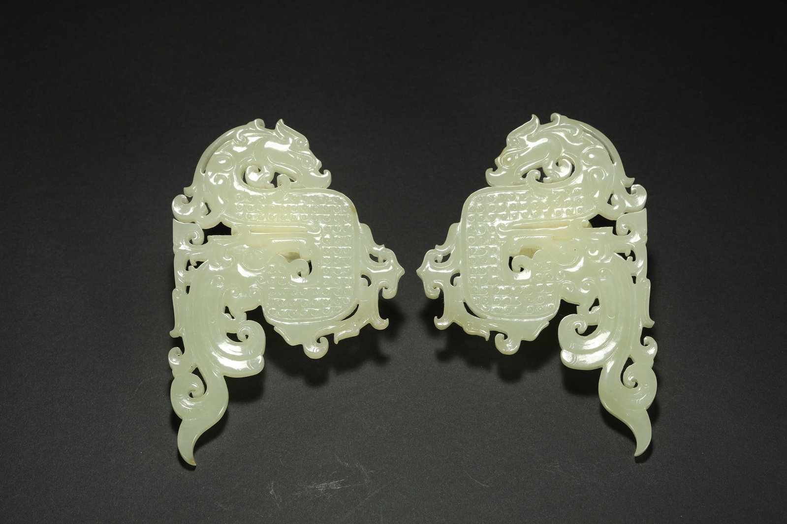 HETIAN JADE DRAGONS, A PAIR - 4