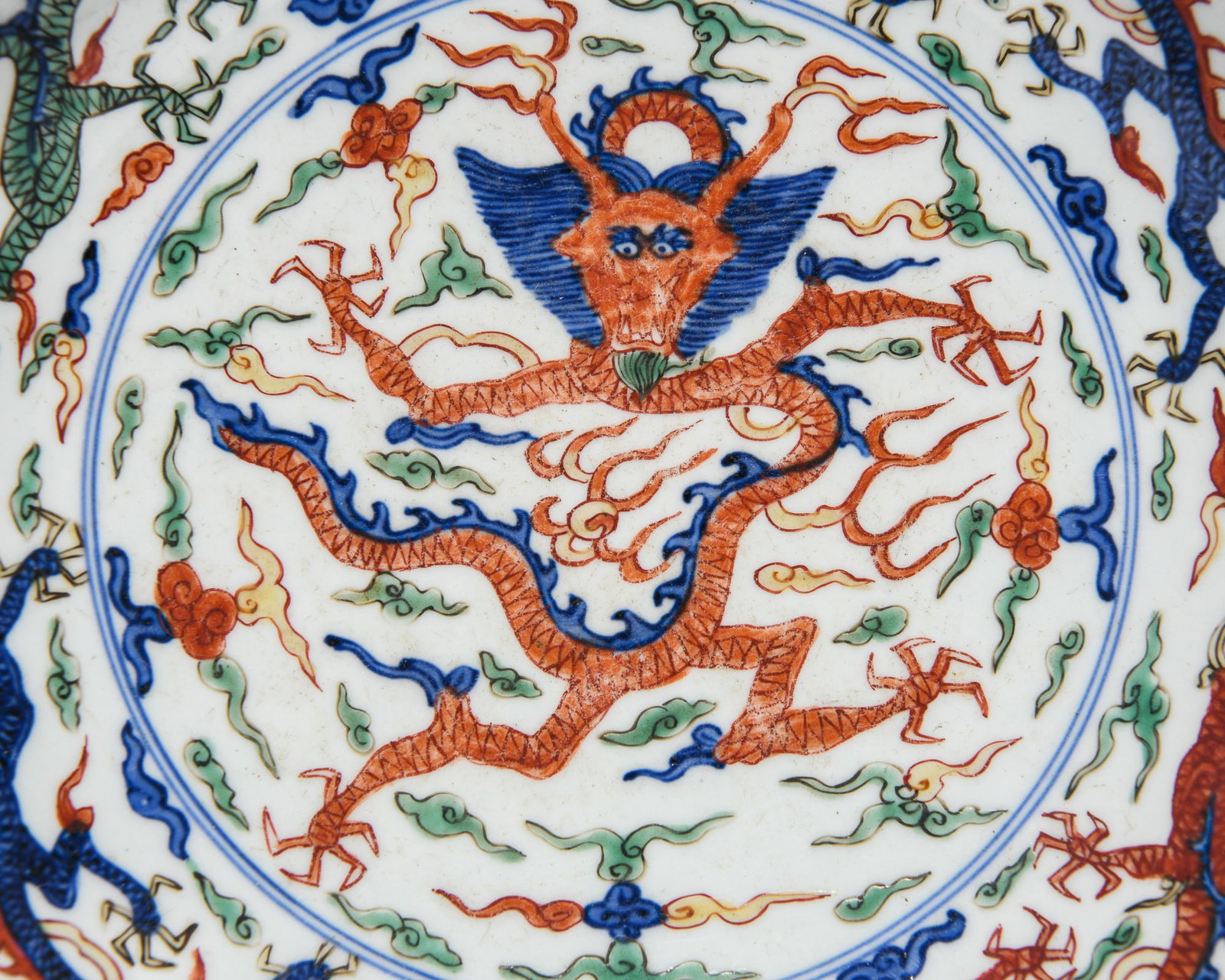 WANLI WUCAI DRAGON DISH - 2