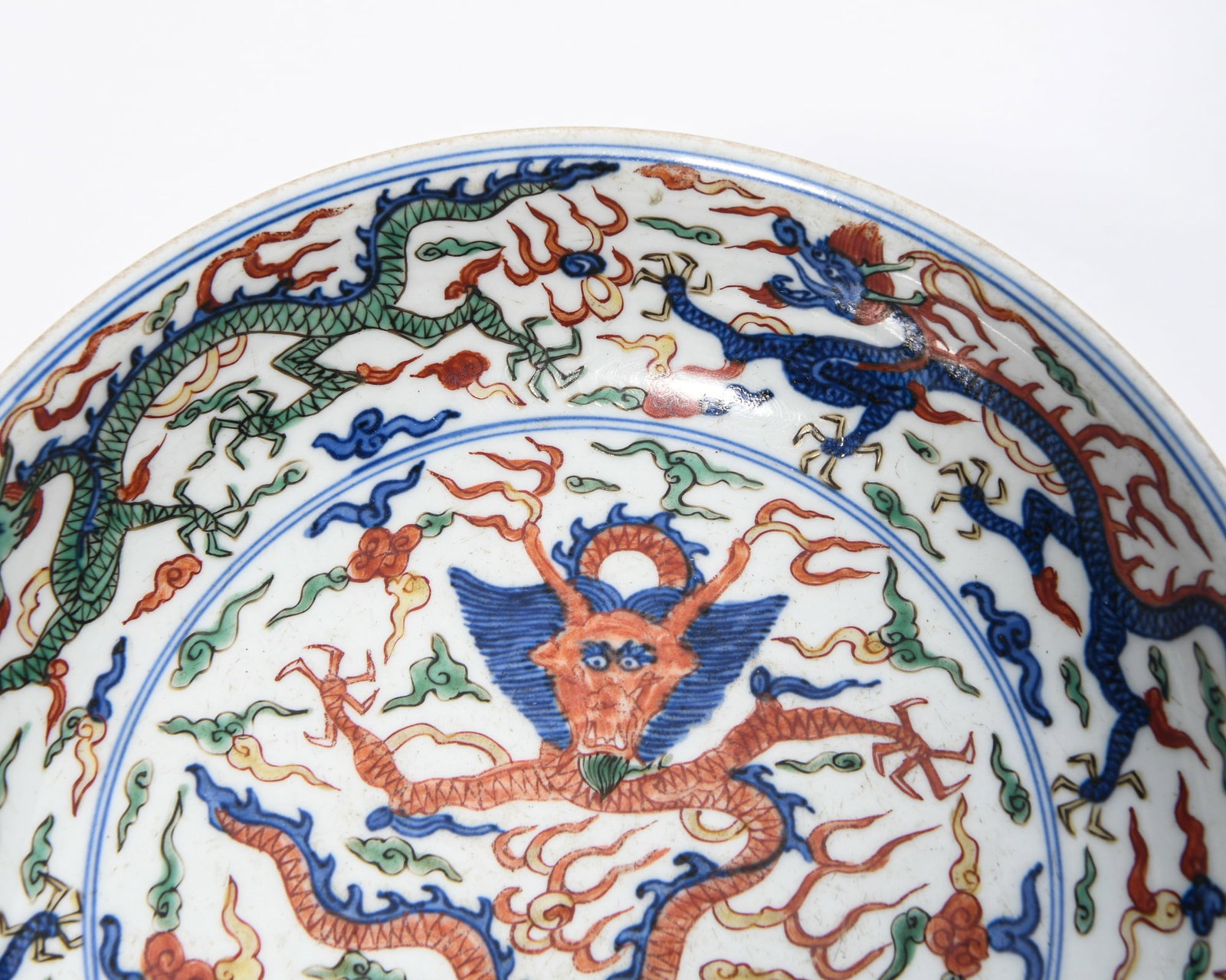 WANLI WUCAI DRAGON DISH - 7