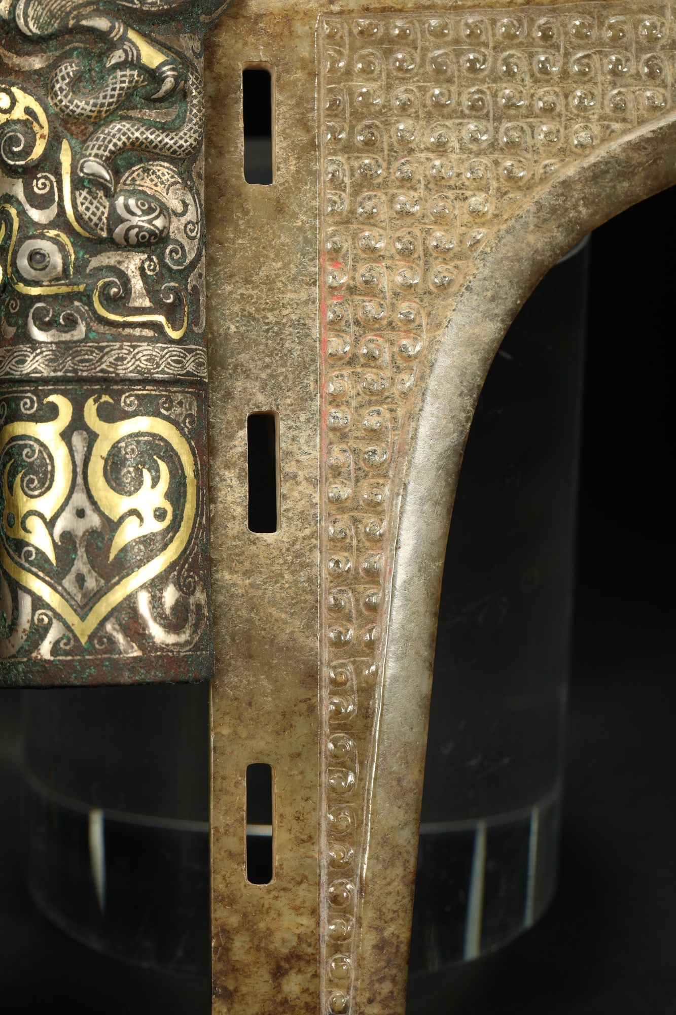 BRONZE GILT-SILVER JADE GE - 3