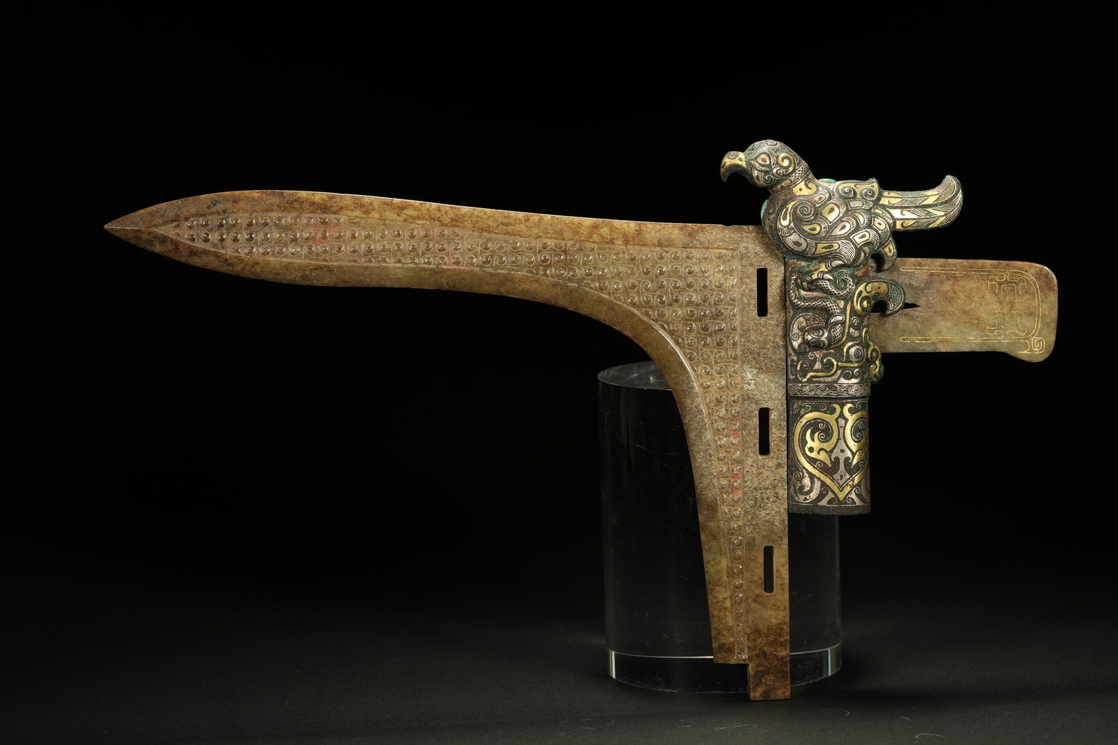 BRONZE GILT-SILVER JADE GE - 6