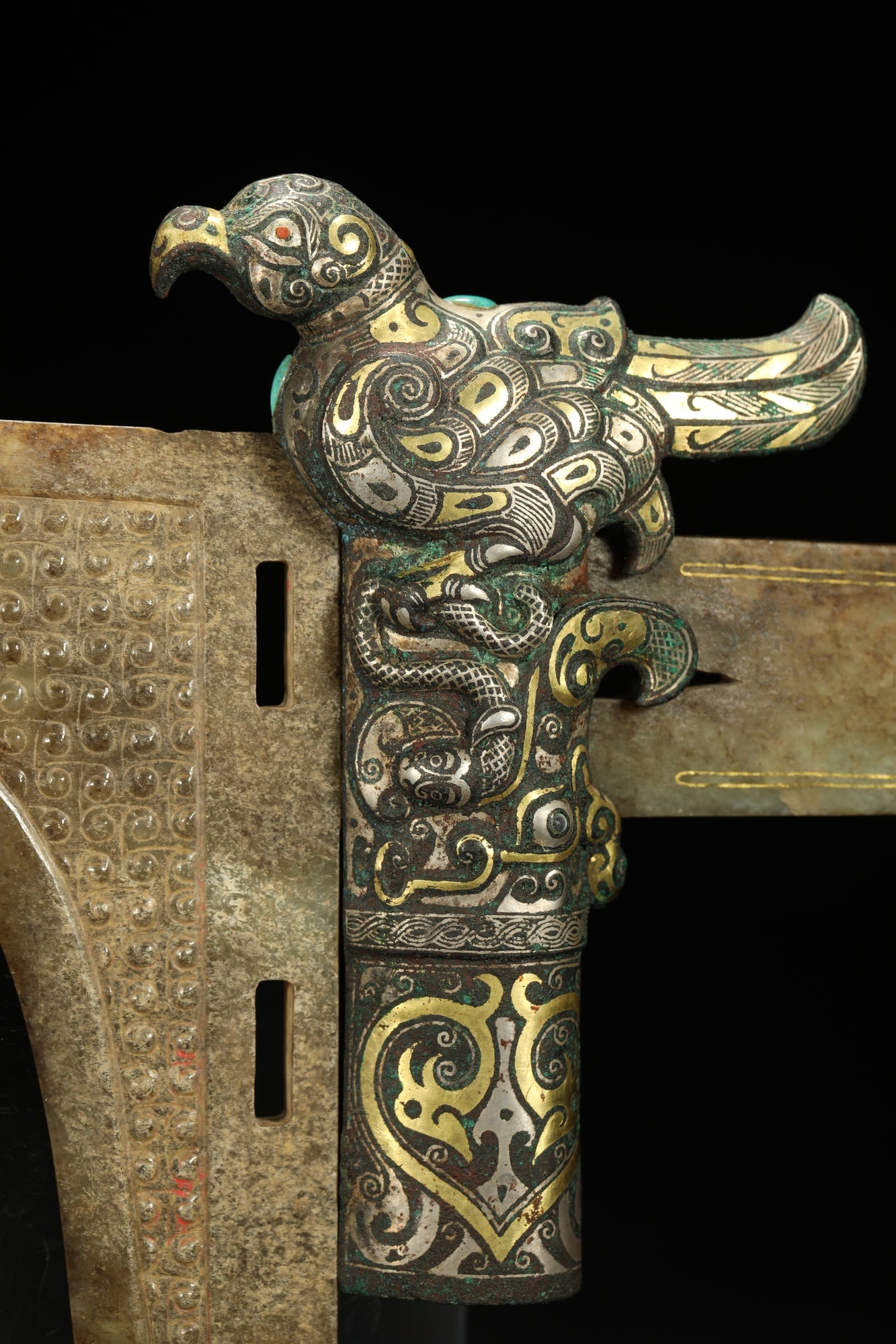 BRONZE GILT-SILVER JADE GE - 7