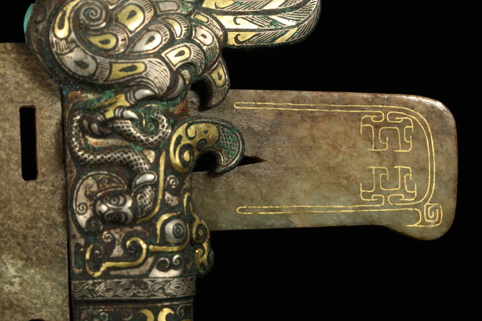 BRONZE GILT-SILVER JADE GE - 8