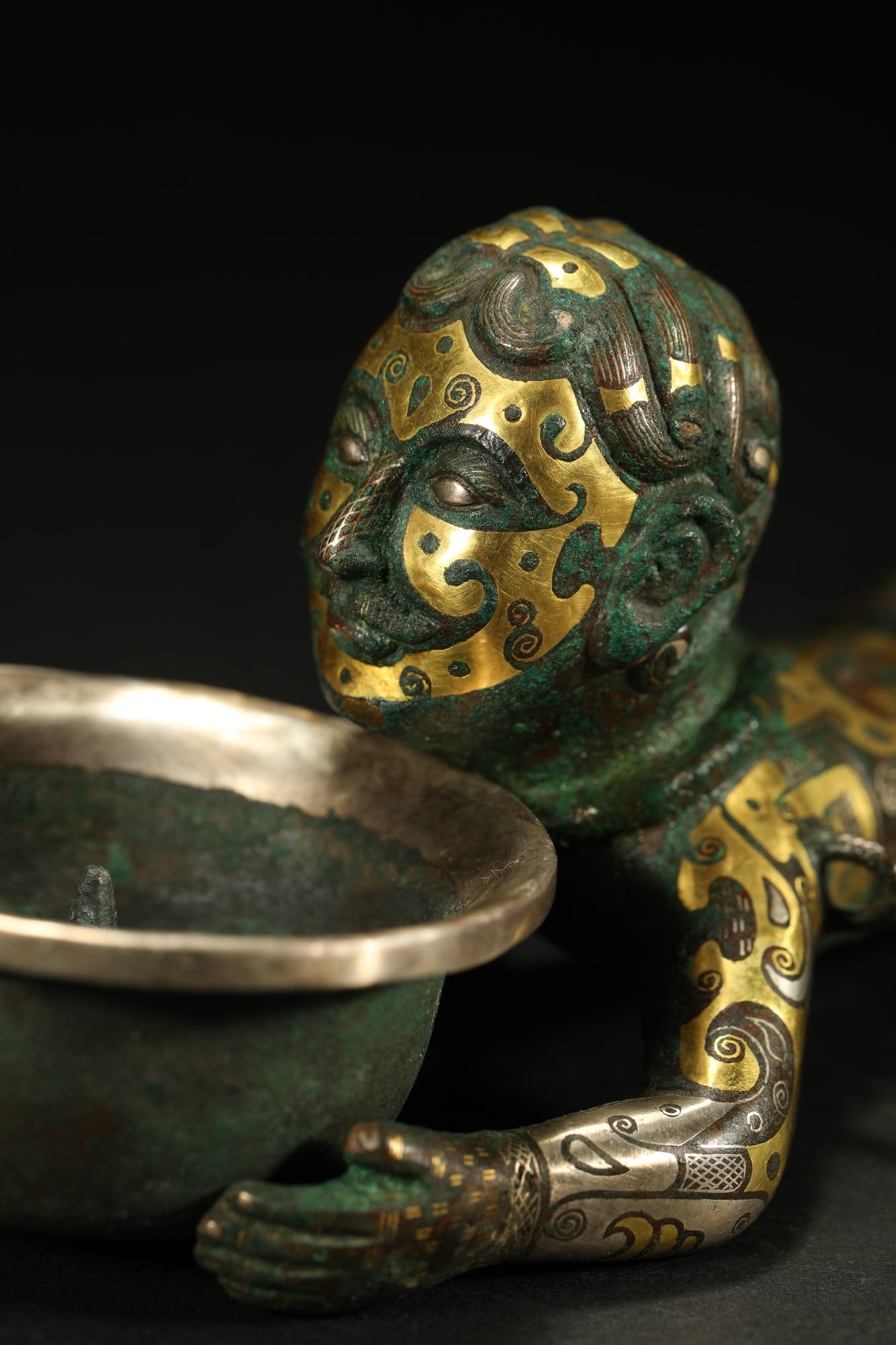 BRONZE GILT-SILVER FIGURAL LAMP - 2