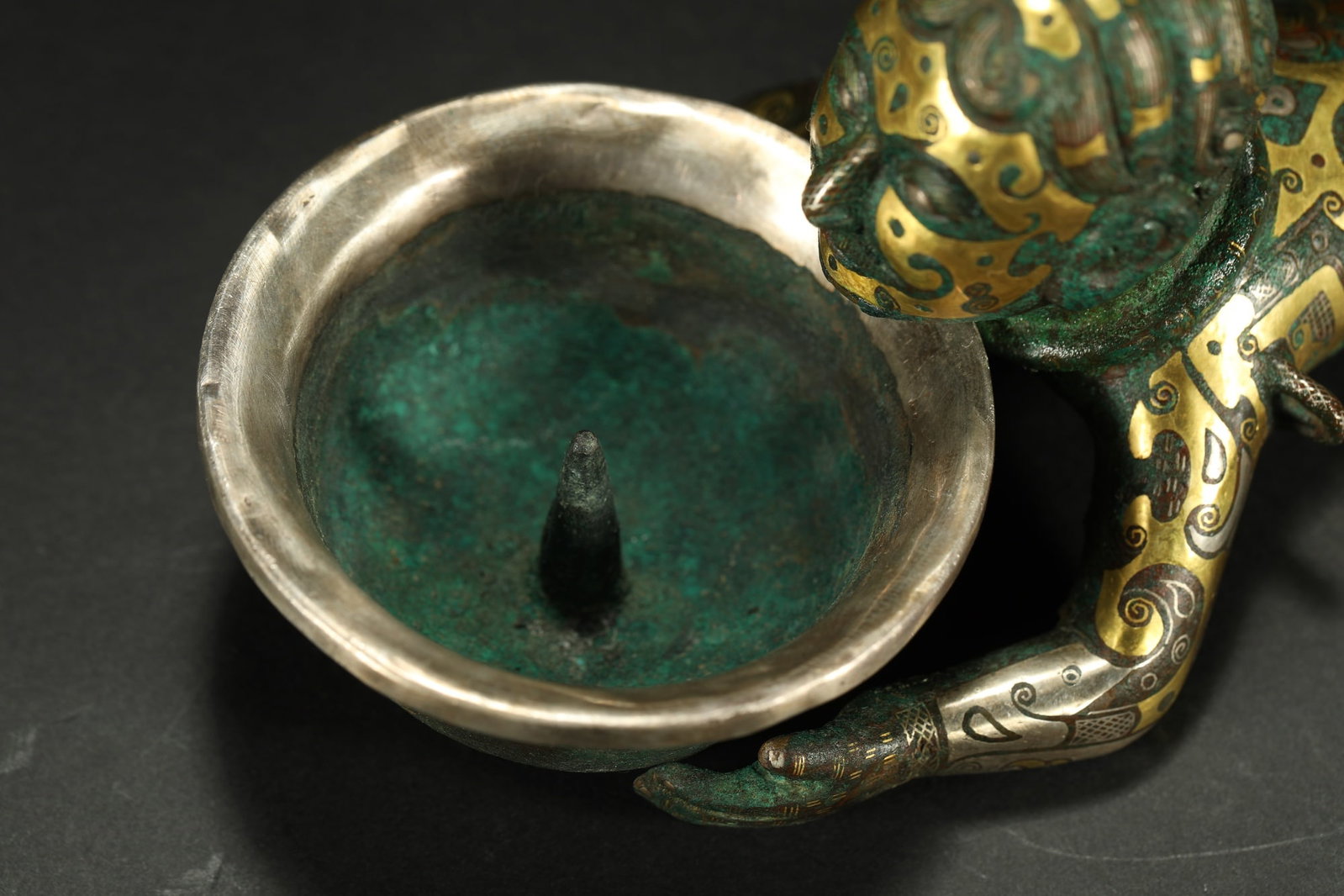 BRONZE GILT-SILVER FIGURAL LAMP - 3