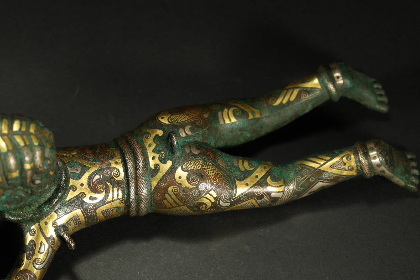 BRONZE GILT-SILVER FIGURAL LAMP - 4
