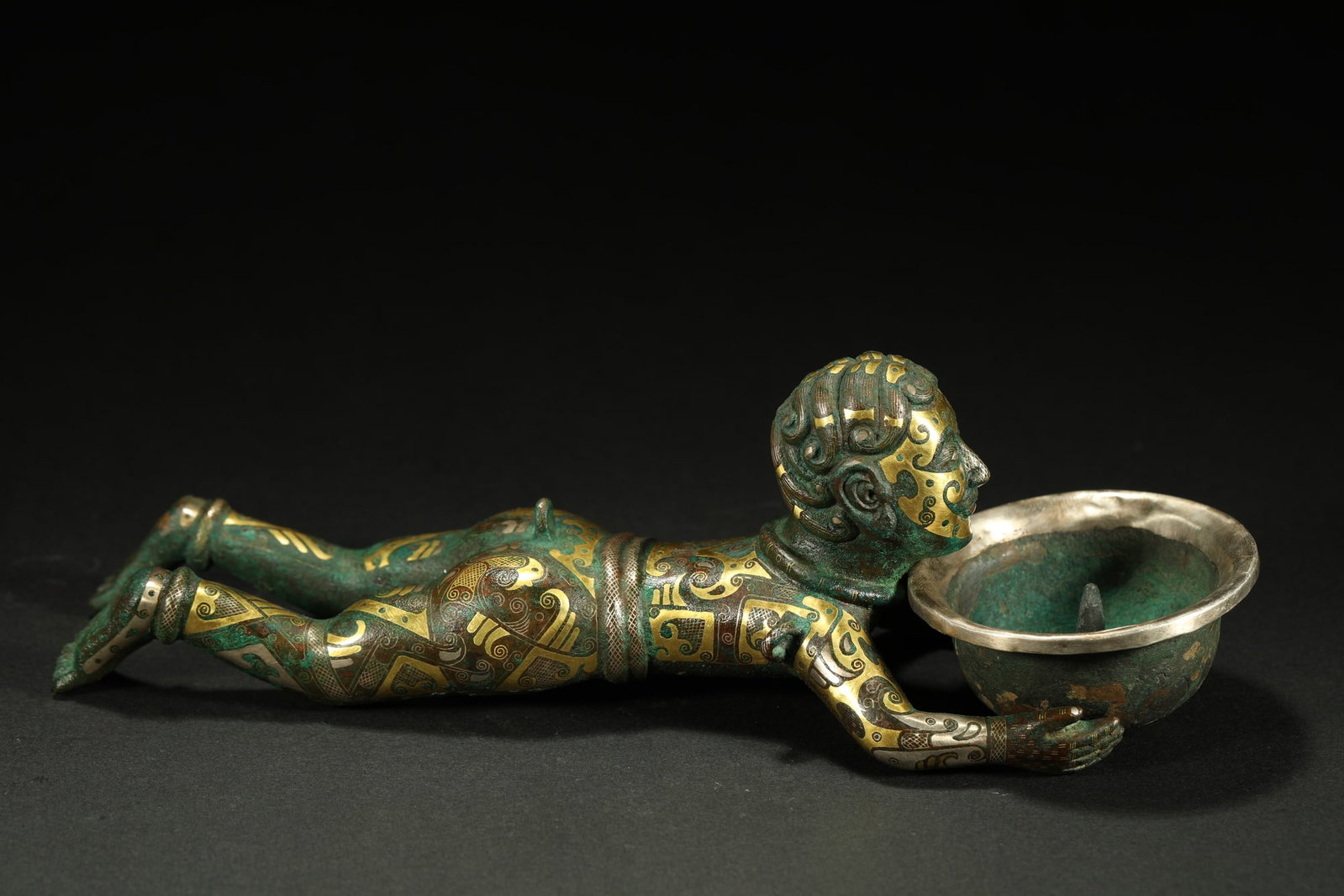 BRONZE GILT-SILVER FIGURAL LAMP - 6