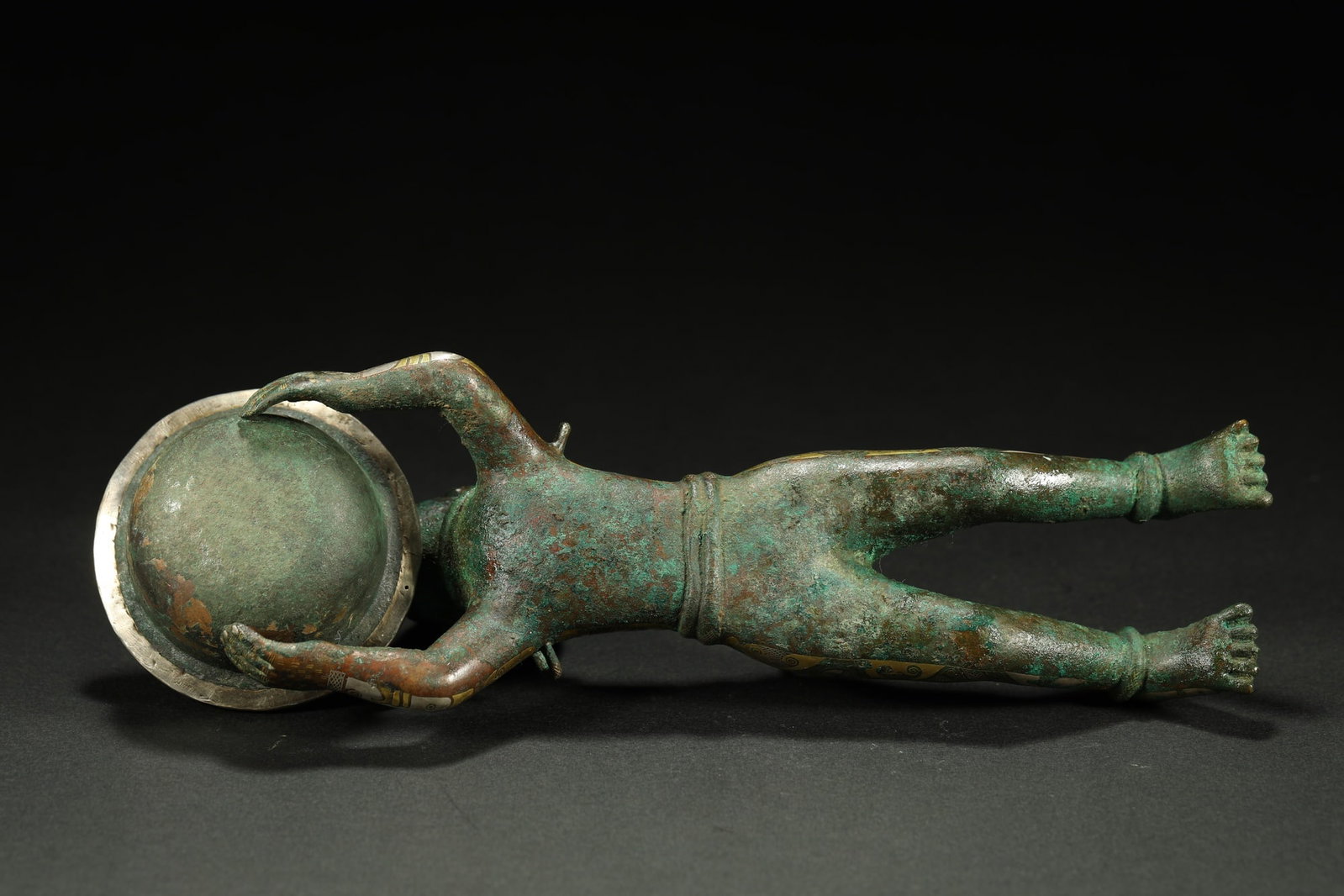 BRONZE GILT-SILVER FIGURAL LAMP - 8