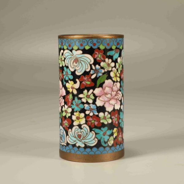 20th centuryEnamel flower-pattern pen holder (1 of 6)