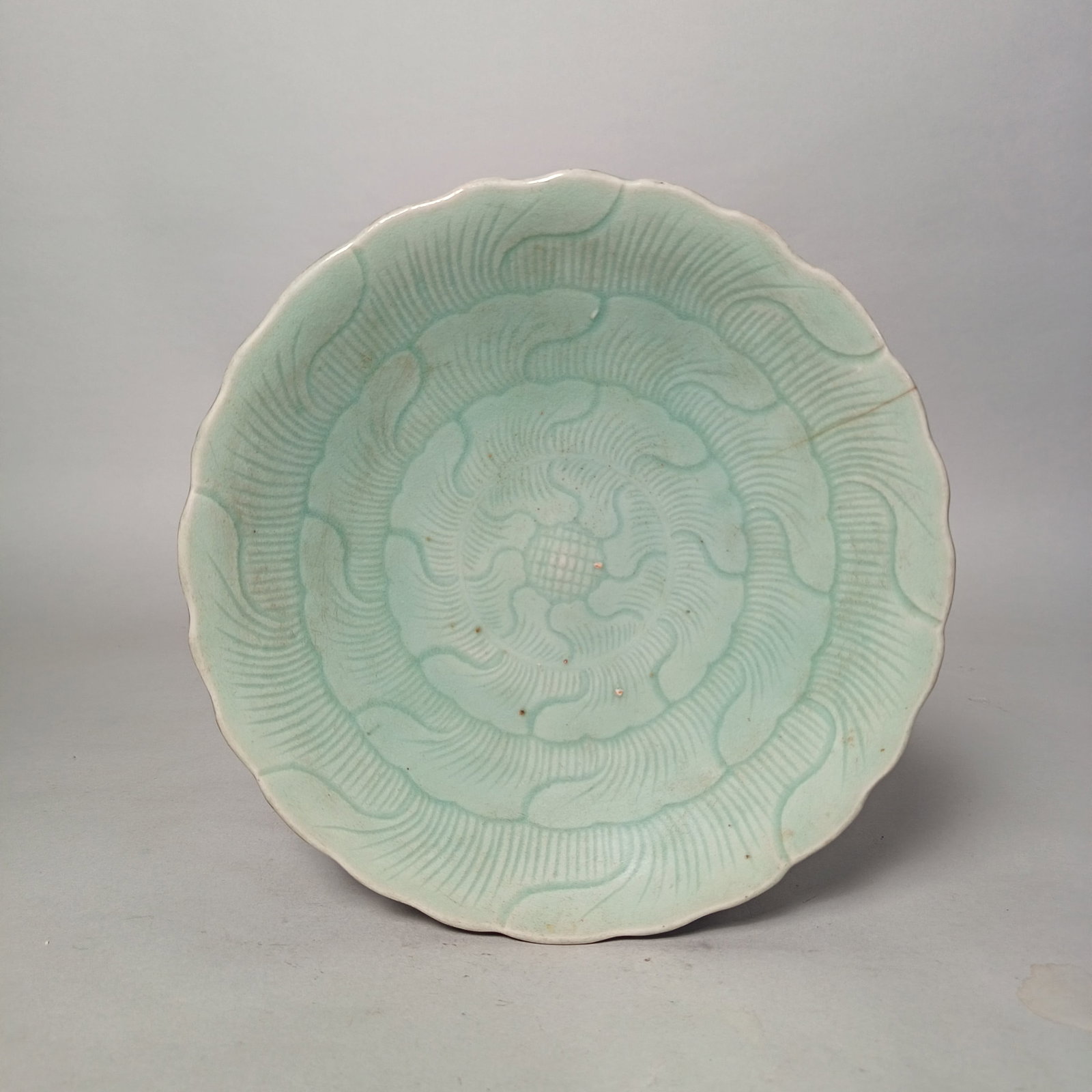19th centuryGreenish-blue glazed landscape plate (1 of 4)