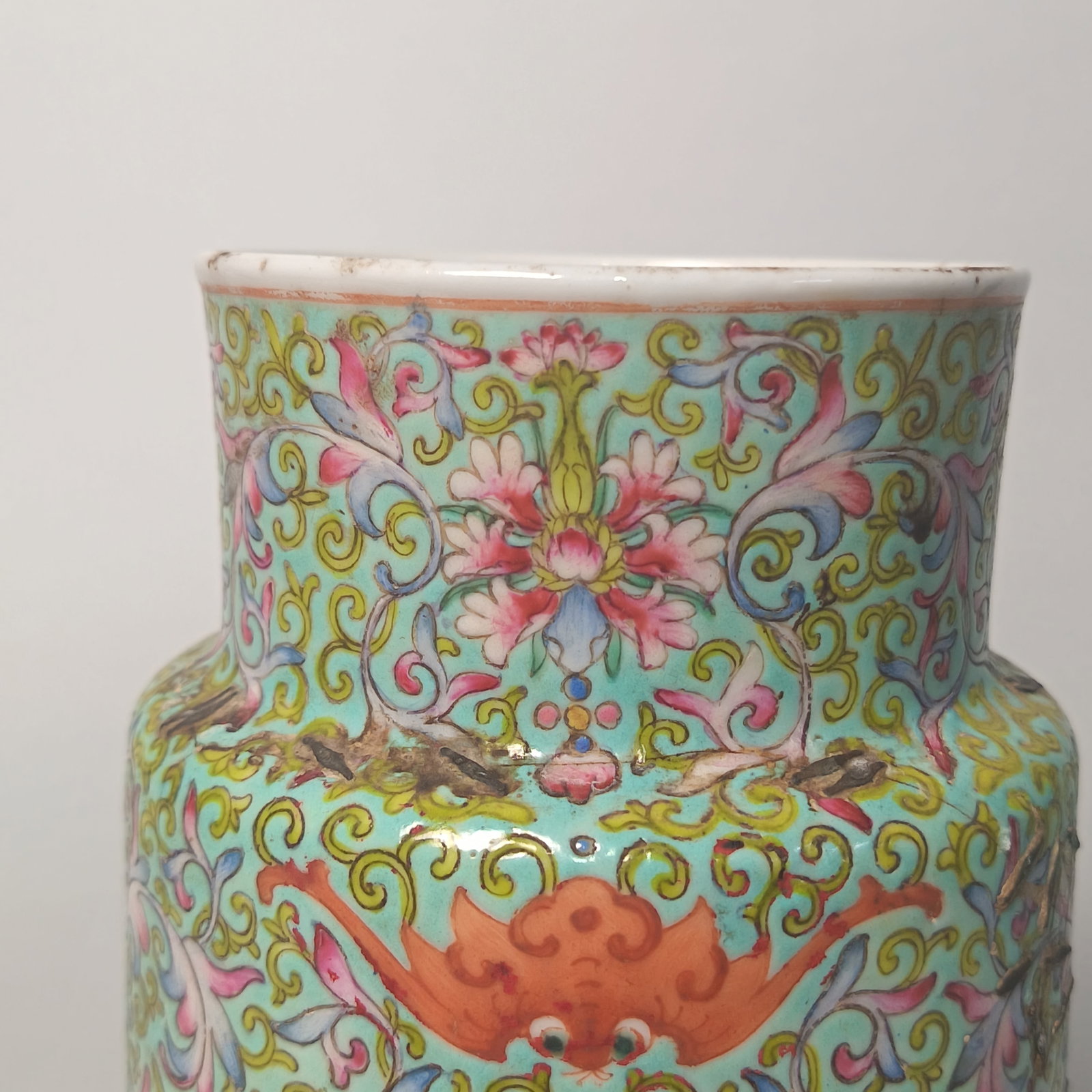 20th century - Enamel-cast Scroll-Leaf Pattern Jar - 3