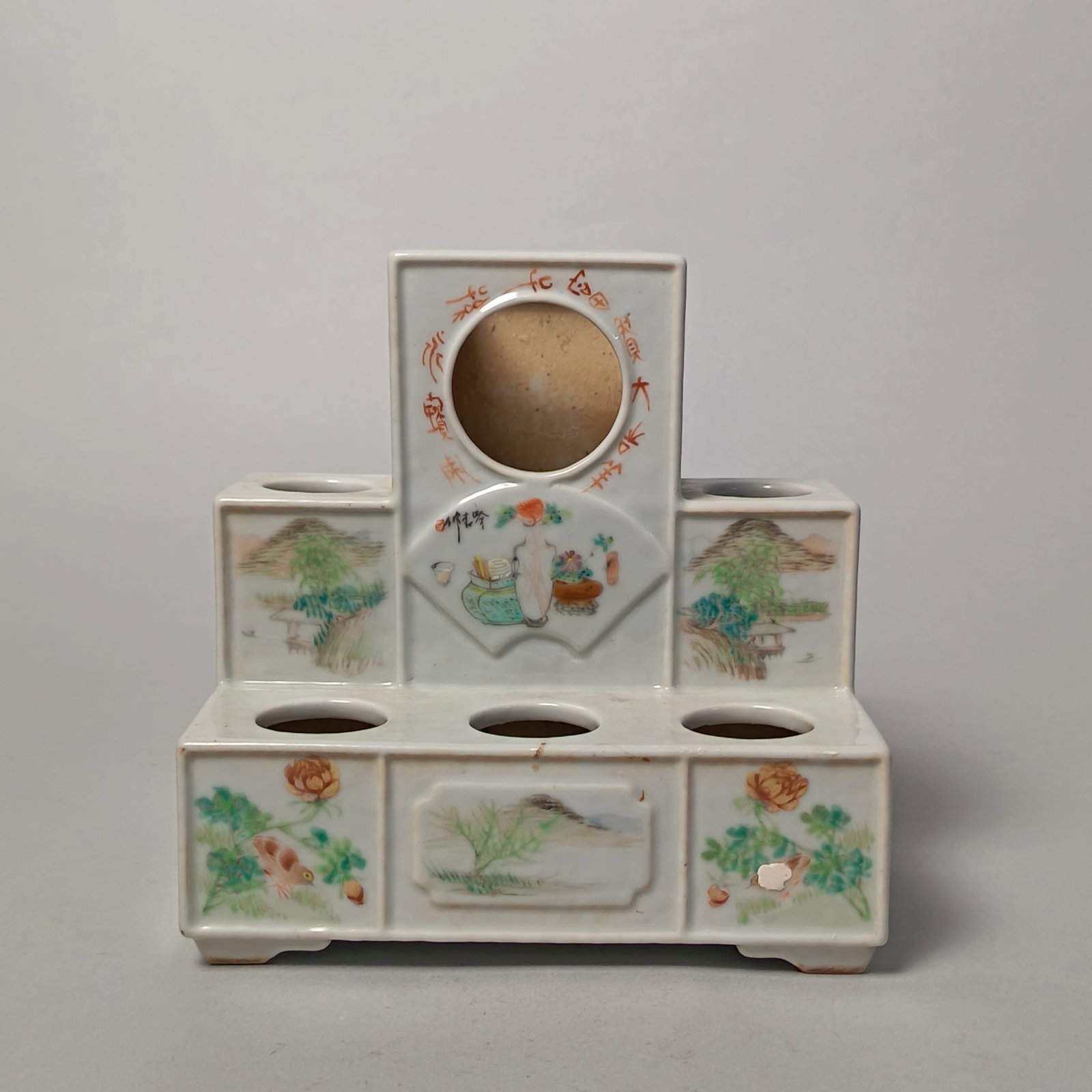 Republic of China Light Blue Glazed Porcelain Landscape Decorative Piece: Name Republic of China Light Blue Glazed Porcelain Landscape Decorative Piece Dimensions H??17.5cm