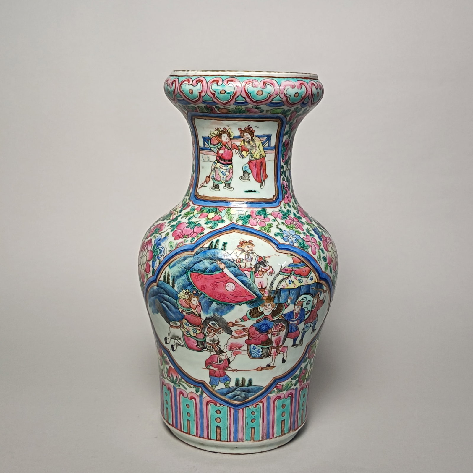 Qing Dynasty Tongzhi Period - Pink Glazed Figure Vase: Name Qing Dynasty Tongzhi Period - Pink Glazed Figure Vase Dimensions H??34cm