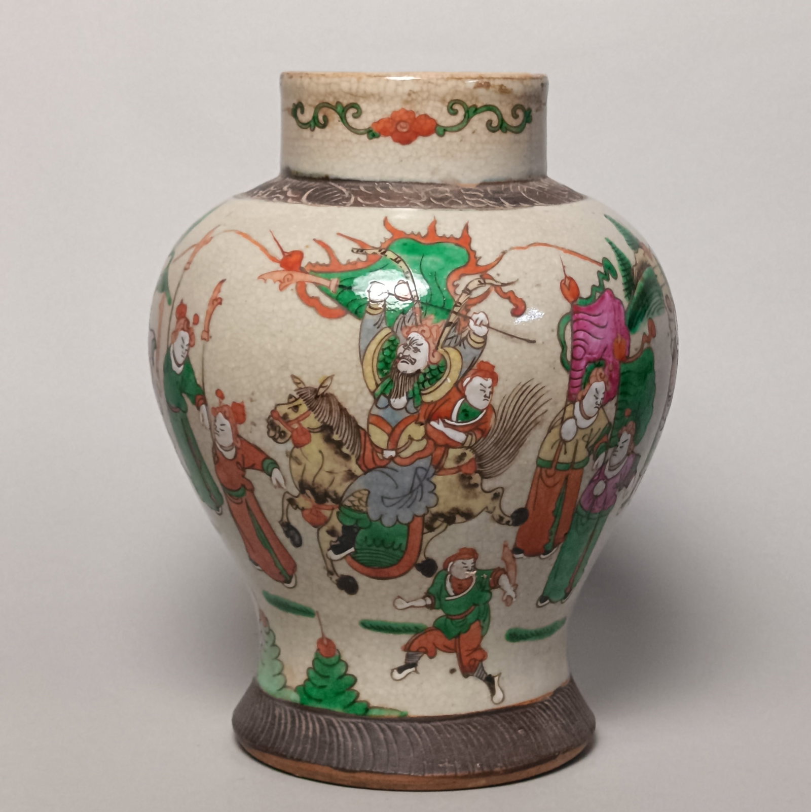 Late Qing Dynasty Geledi "Soldier and Cavalry Figure" Jar (1 of 5)