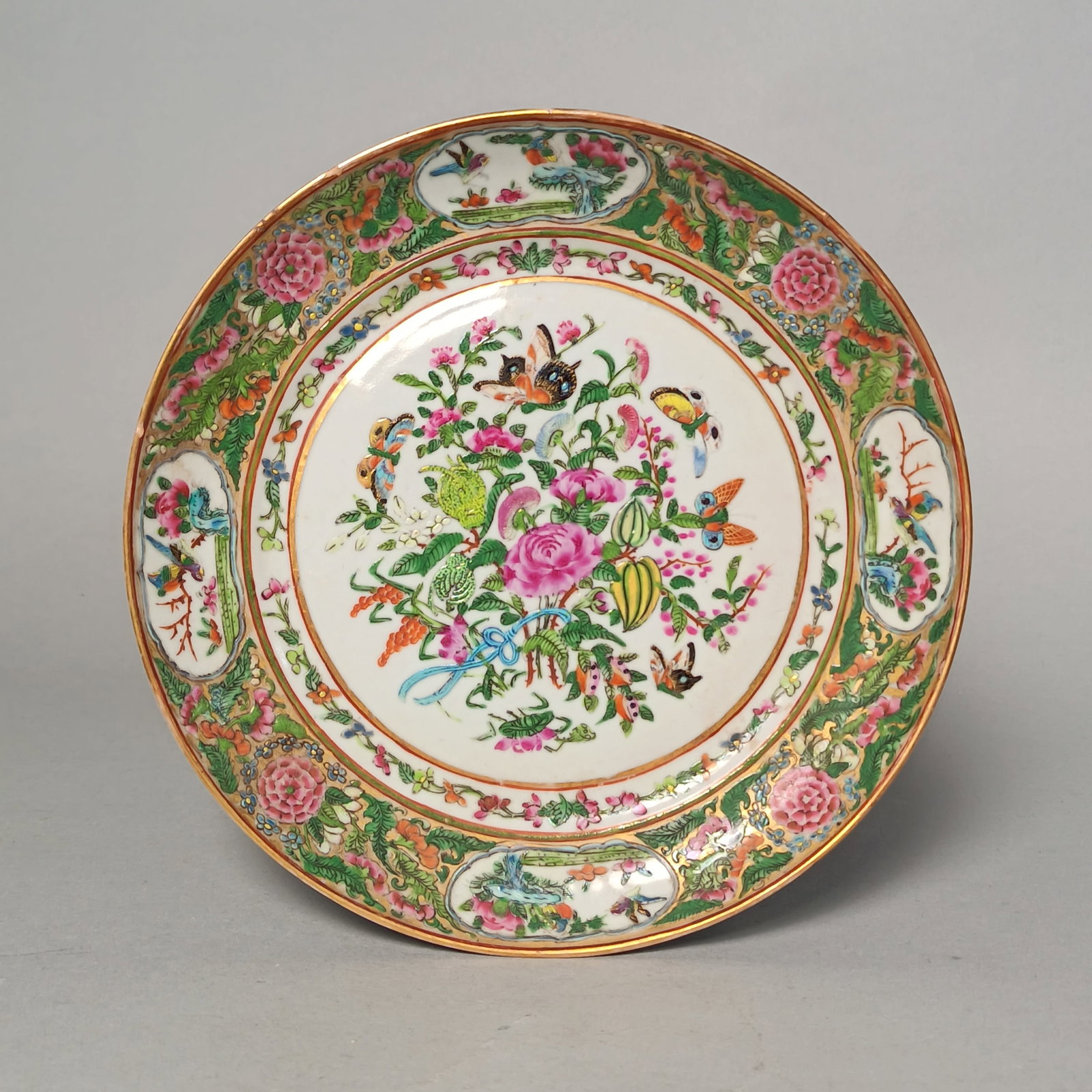 Qing Guangxu - Guangcai Flower and Butterfly Plate: Name Qing Guangxu - Guangcai Flower and Butterfly Plate Dimensions D??21.7cm
