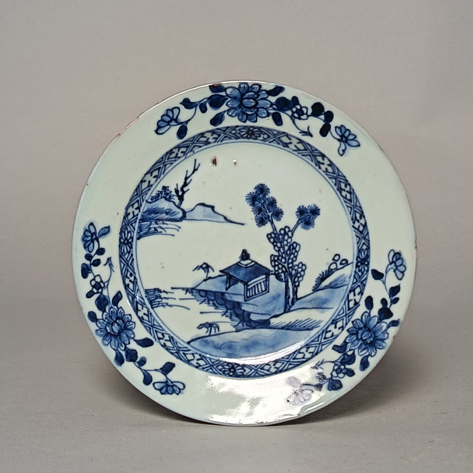 Qing Dynasty (Qianlong Period) Blue-and-White Landscape Plate (1 of 5)