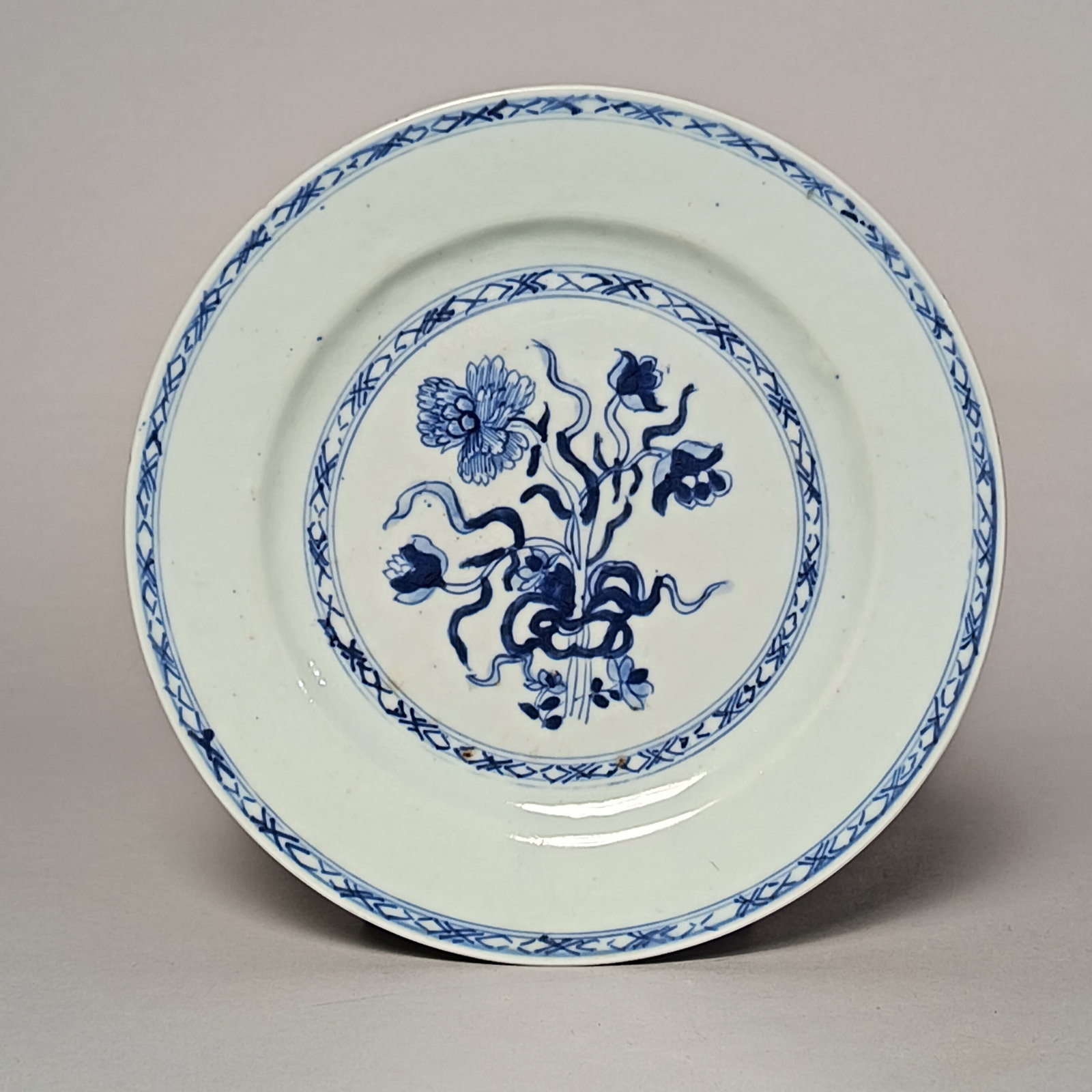 Qing Dynasty (Qianlong Period) Blue and White Floral Plate (1 of 2)