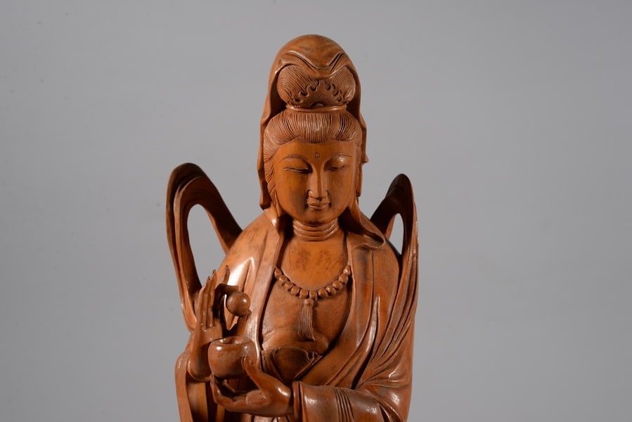 Yellowwood wooden statue of Guanyin - 2