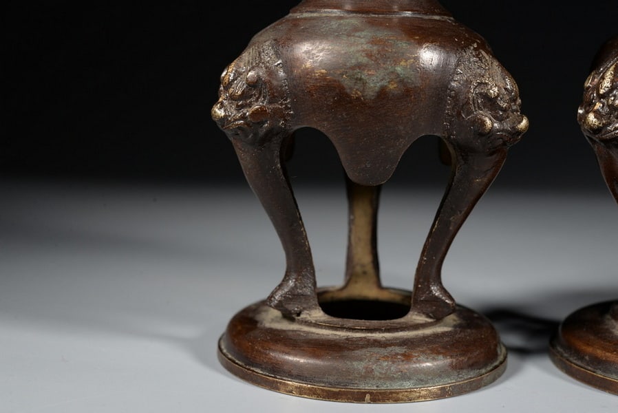 A pair of copper-gilded wax moth tables - 3