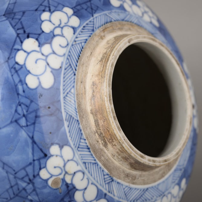 Blue and White Ice Plum Jar - 3