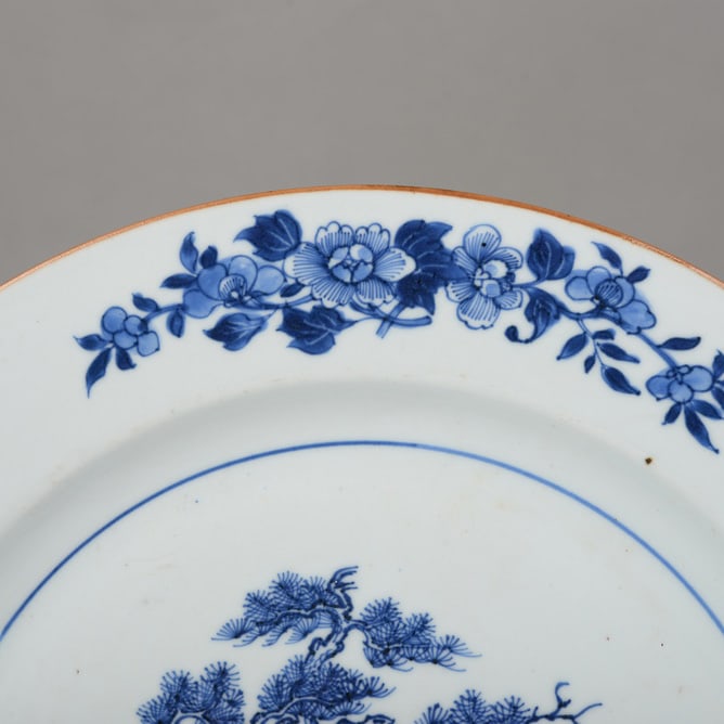 Blue and White Peony Flower Plate - 2