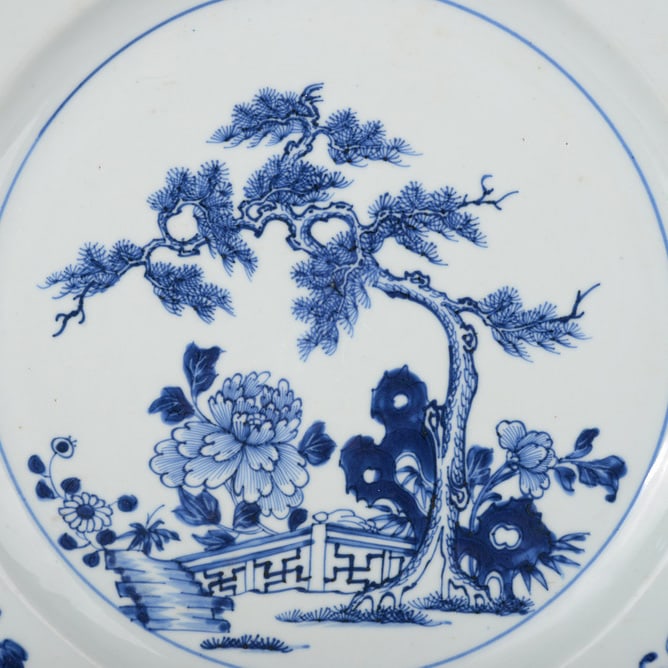 Blue and White Peony Flower Plate - 3