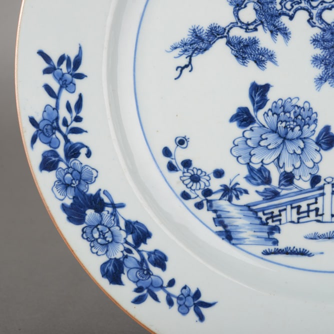 Blue and White Peony Flower Plate - 4