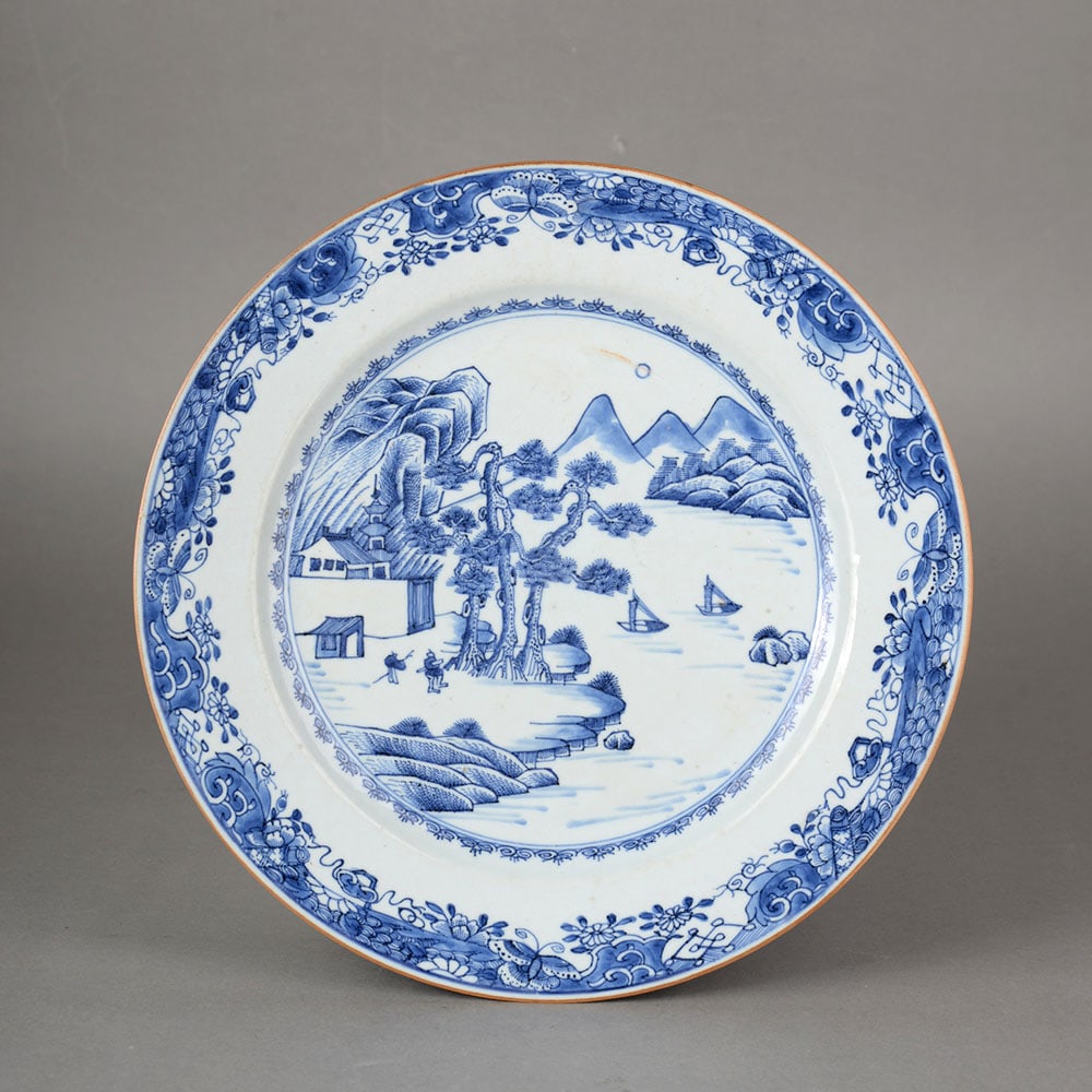 Blue and White Landscape and Figure Plate (1 of 5)