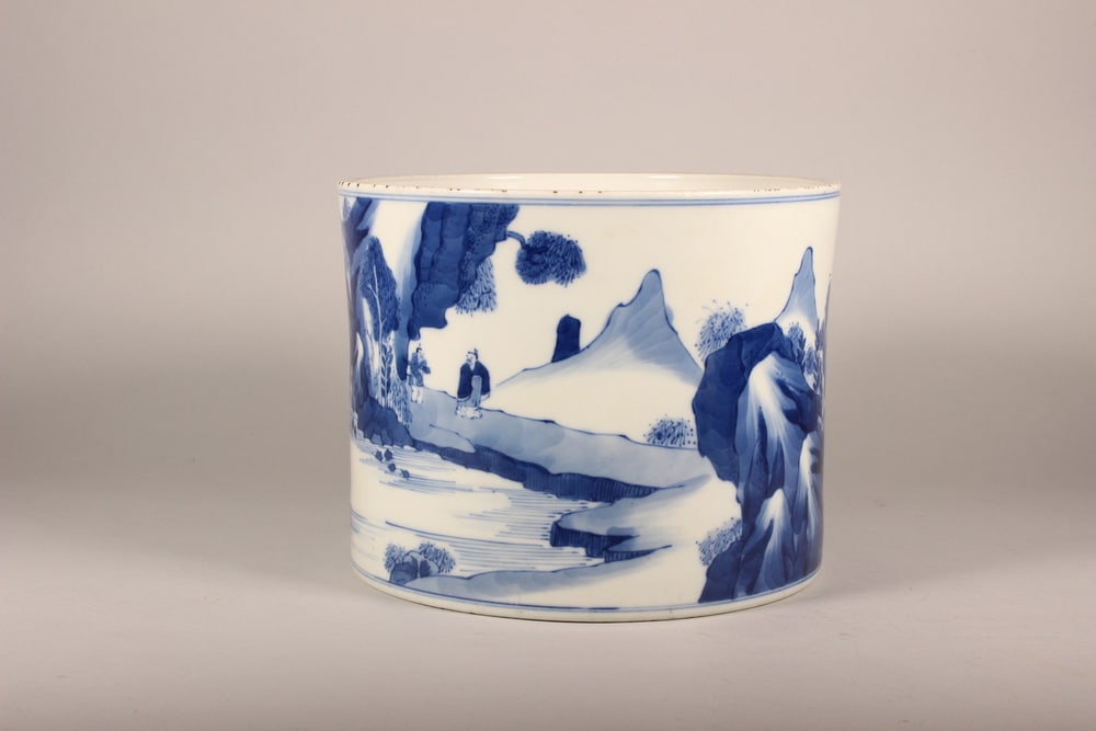 Blue and White Landscape and Figure Vase - 2