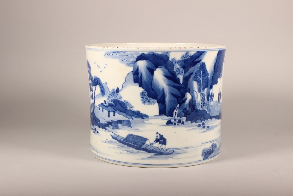 Blue and White Landscape and Figure Vase - 3